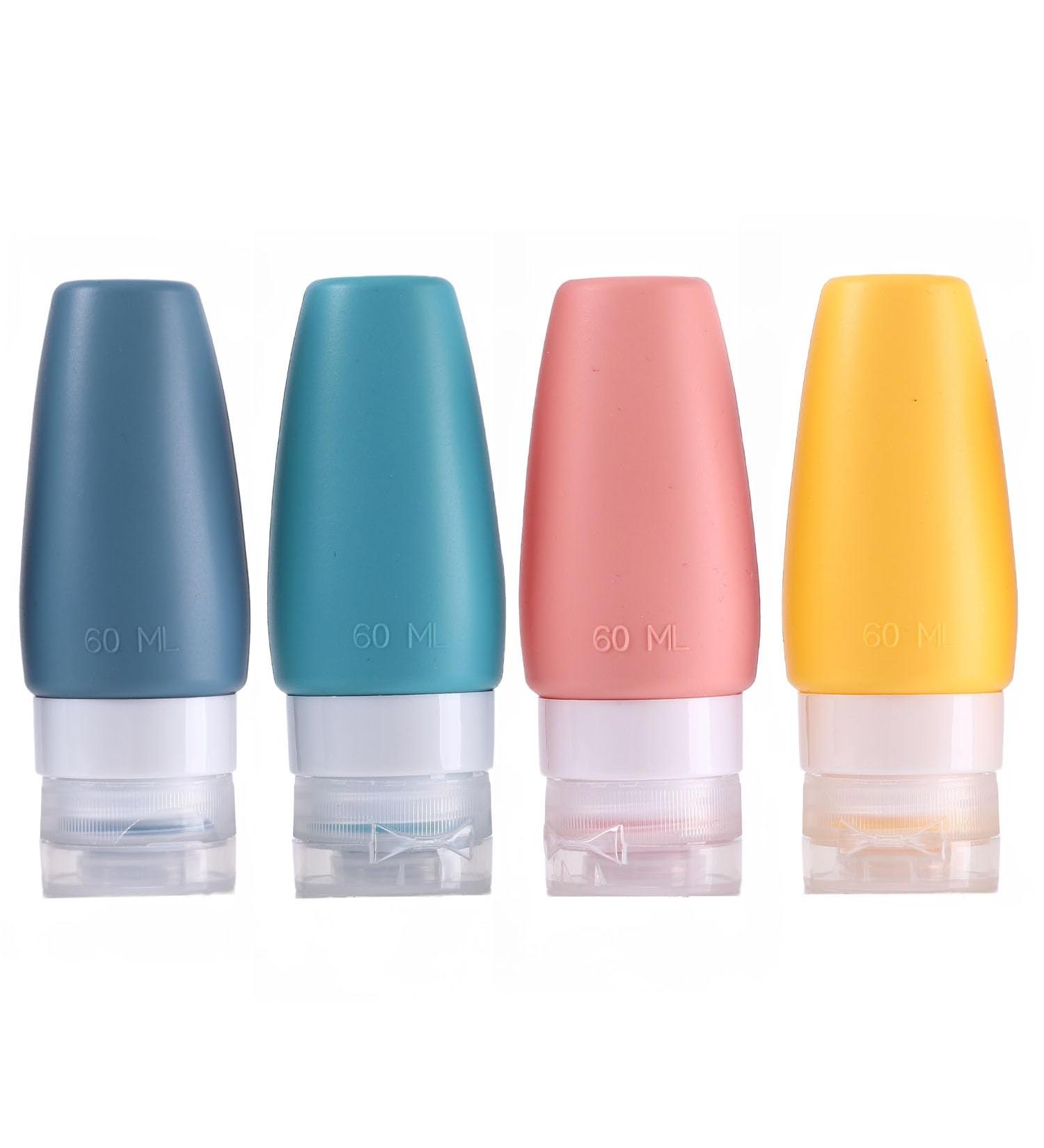 LECUNE 4-Pack 60ml Silicone Travel Bottles - Perfect for Shampoo Lotion & Cosmetics - Includes Plastic Bags & Label - Ideal Travel Size Containers for International Shipping - Buy Online on GoSupps.com