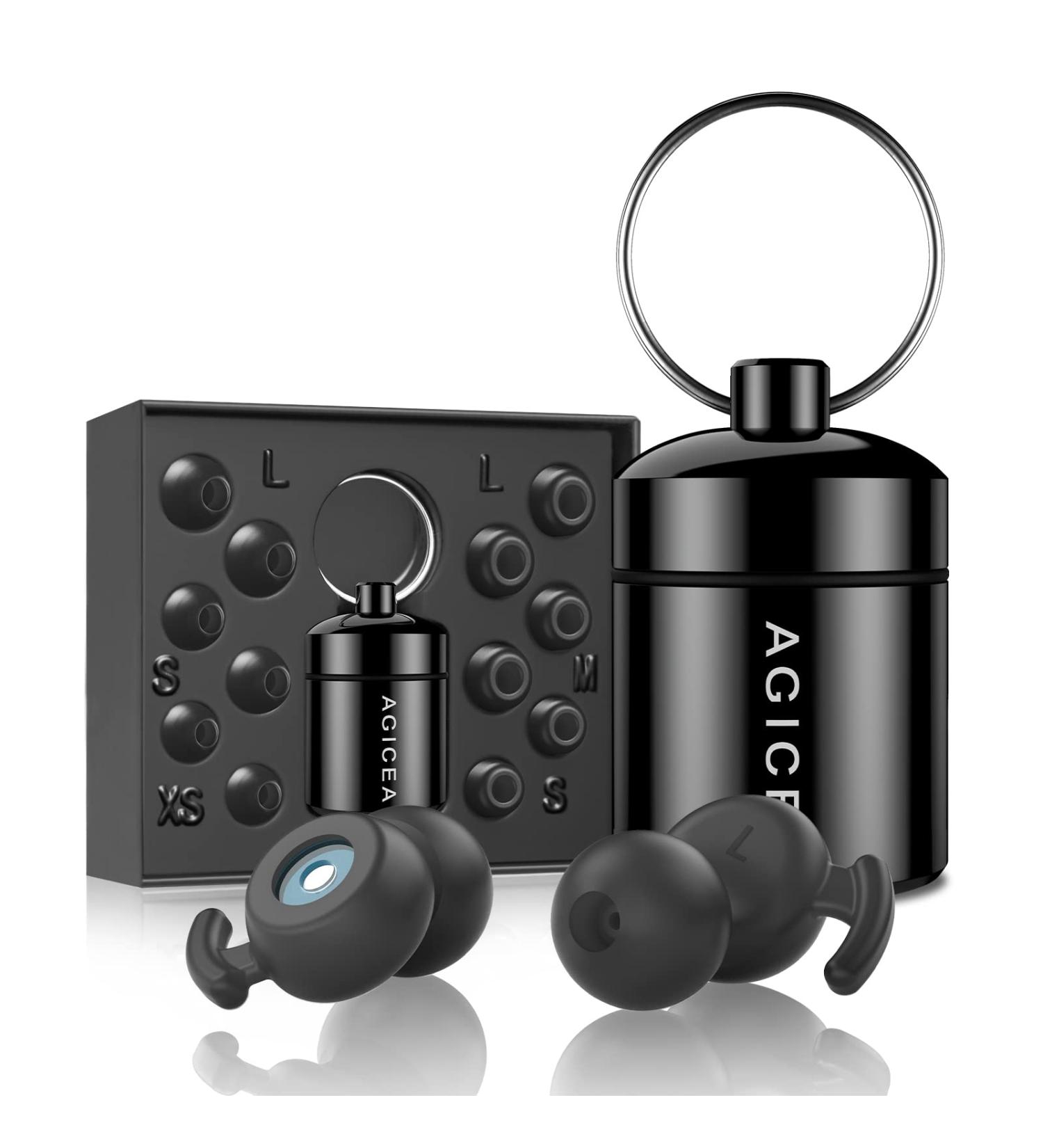 31dB Noise Cancelling Ear Plugs for Hearing Protection - Soft & Reusable Earplugs for Sleep, Concerts, Study, Flights - 14 Silicone & Foam Tips - Black - Buy Online on GoSupps.com
