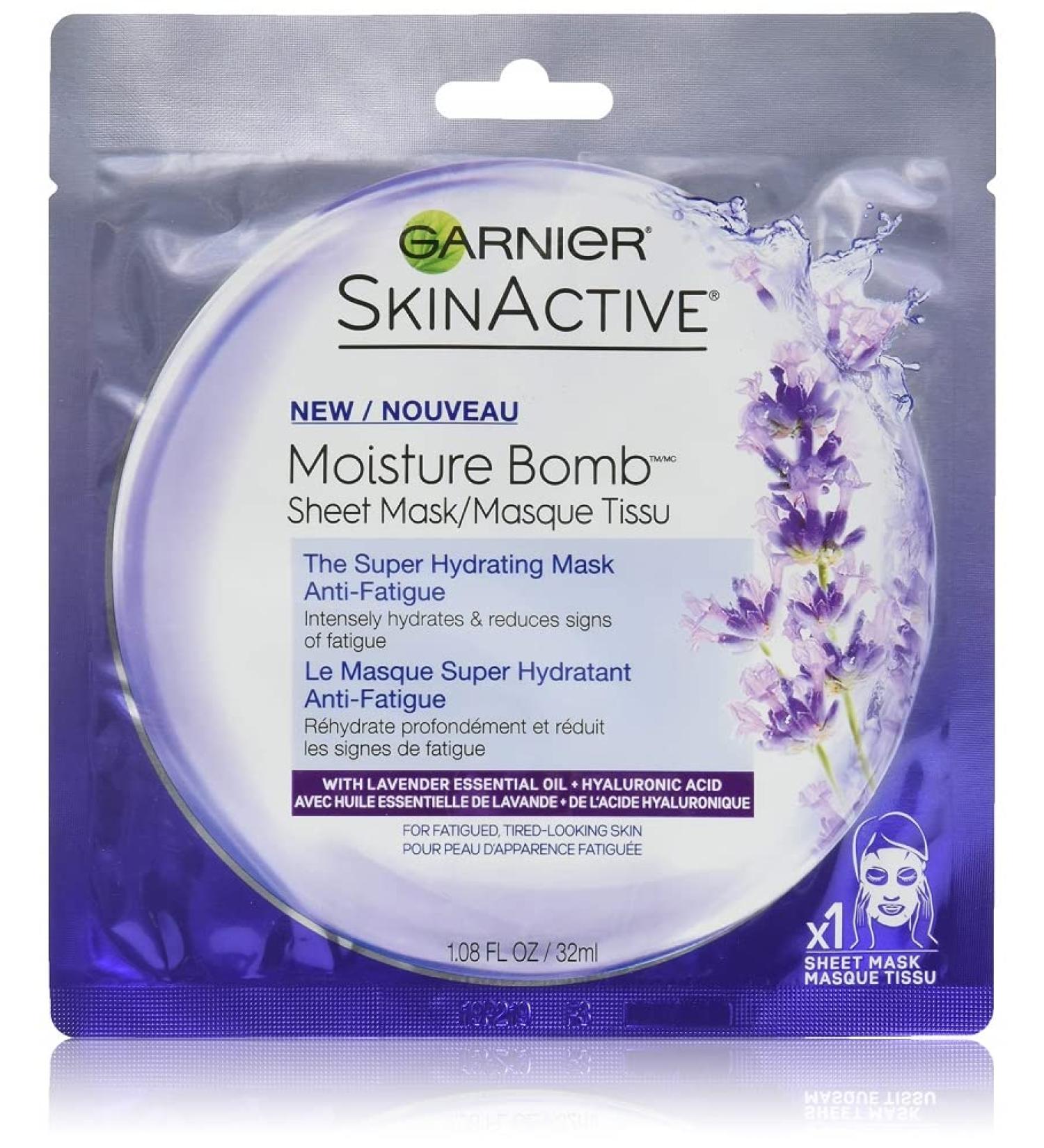 Garnier Skinactive Super Hydrating Anti-Fatigue Facial Mask with Lavender - 1.08oz, 1 Count - Buy Online on GoSupps.com