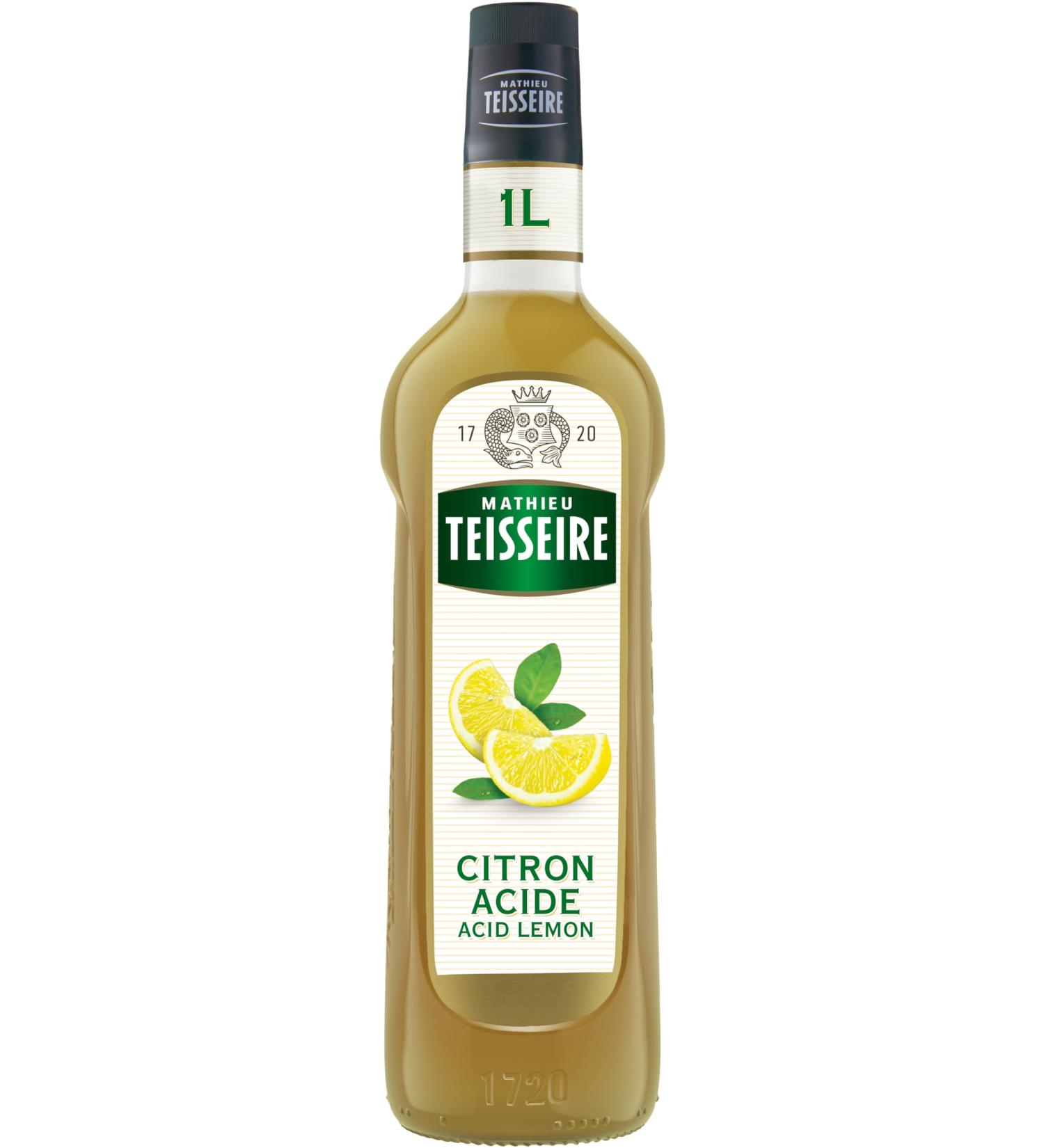 Mathieu Teisseire Acid Lemon Syrup for Drinks Cocktails Beers Teas Sodas 1L Bottle - Buy Online on GoSupps.com