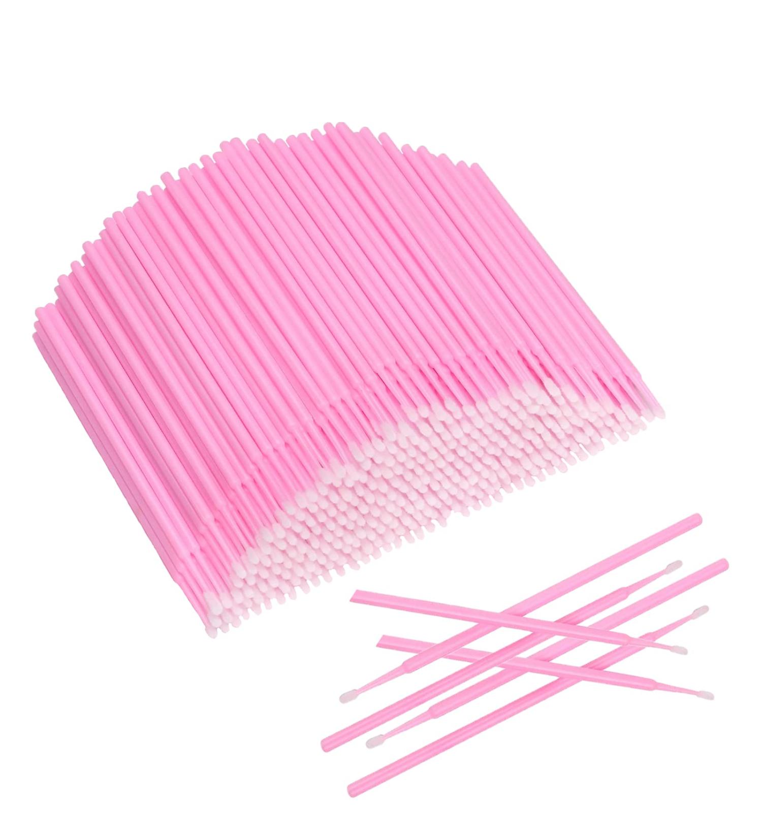 Luckaide 200pcs Microbursten Eyelash Extensions - Disposable Microbrush Chopsticks & Paint Swab - Pink Eyelash Brush for Makeup & Cleaning - Buy Online on GoSupps.com