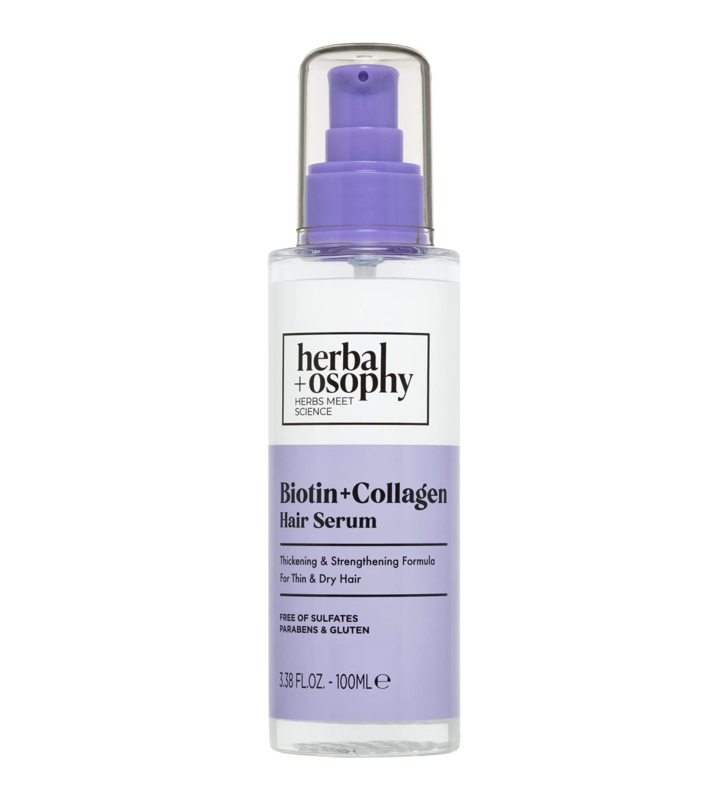 Buy Biotin & Collagen Hair Serum | Thickening & Strengthening Formula for Thin & Dry Hair | Vegan Sulfate & Paraben Free - 3.38oz - Buy Online on GoSupps.com