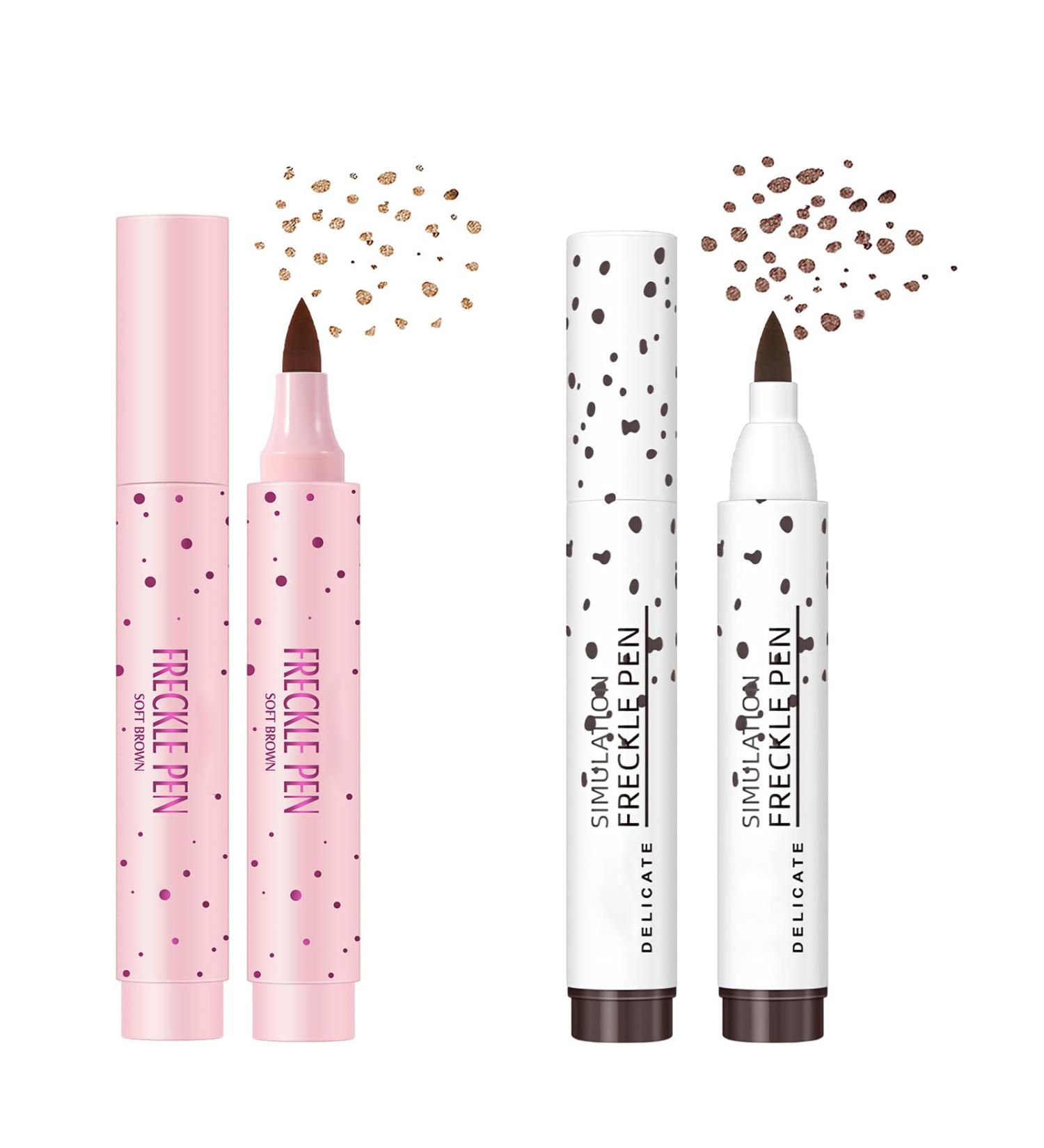 Sumeitang 2 Colors Liquid Freckle Pen - Natural Lifelike Face Fake Freckle Makeup - Waterproof Long Lasting Quick Dry Faux Freckles Pen - Light Brown & Dark Brown - Buy Online on GoSupps.com
