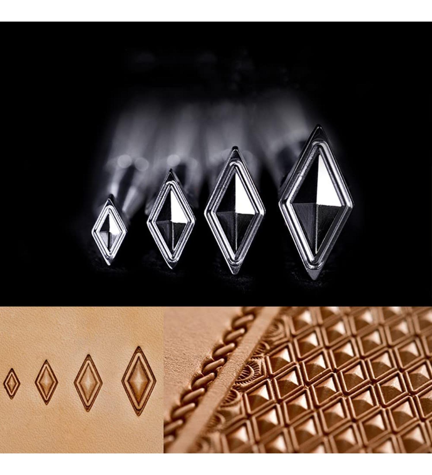 Diamond Stamps 3D Geometric Pattern Leather Stamps - Stainless Steel Set of 4 Stamping Tools (LX1-2) - Buy Online on GoSupps.com