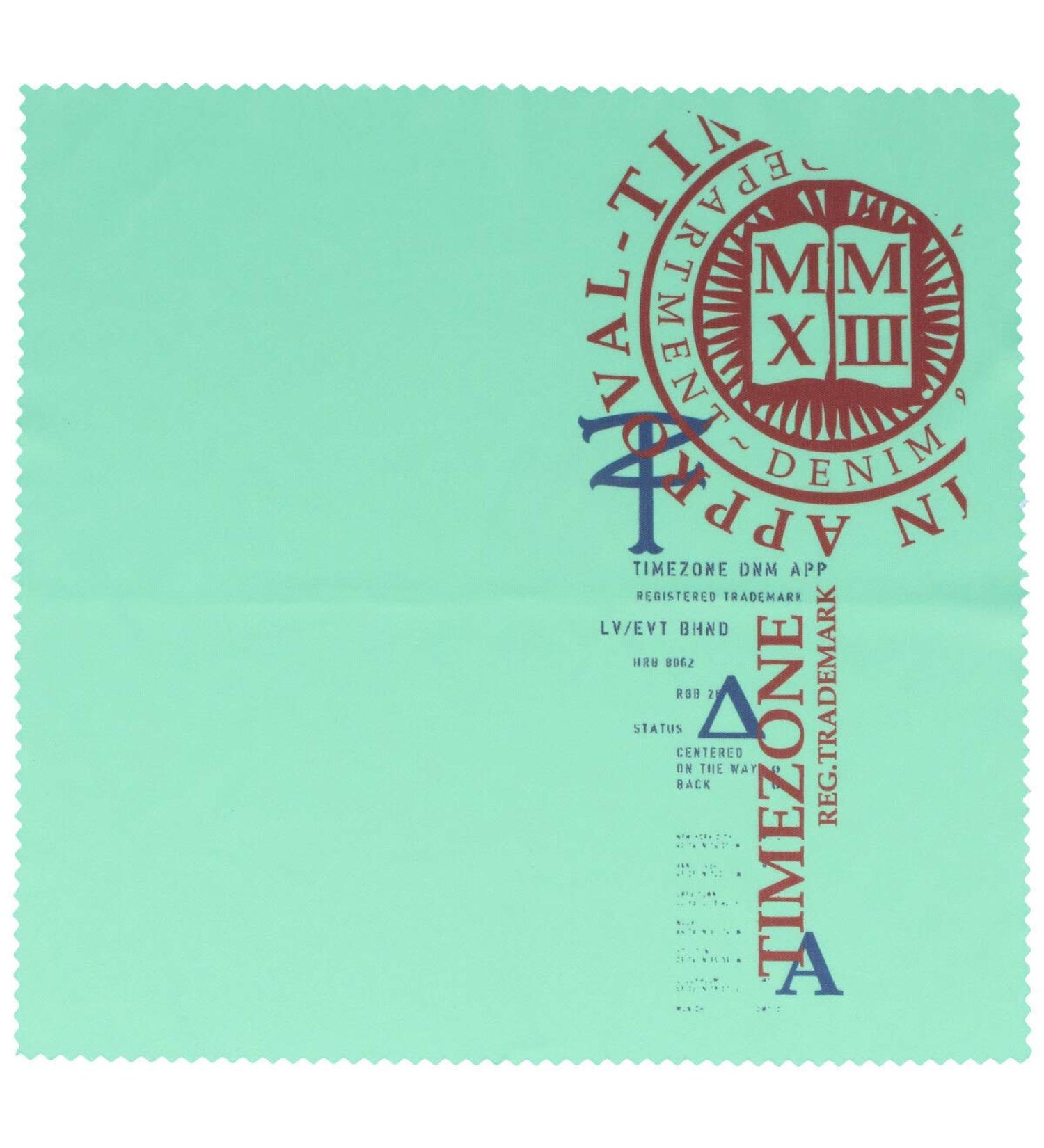 Stylish microfibre cloth from TIMEZONE in green/red with motif