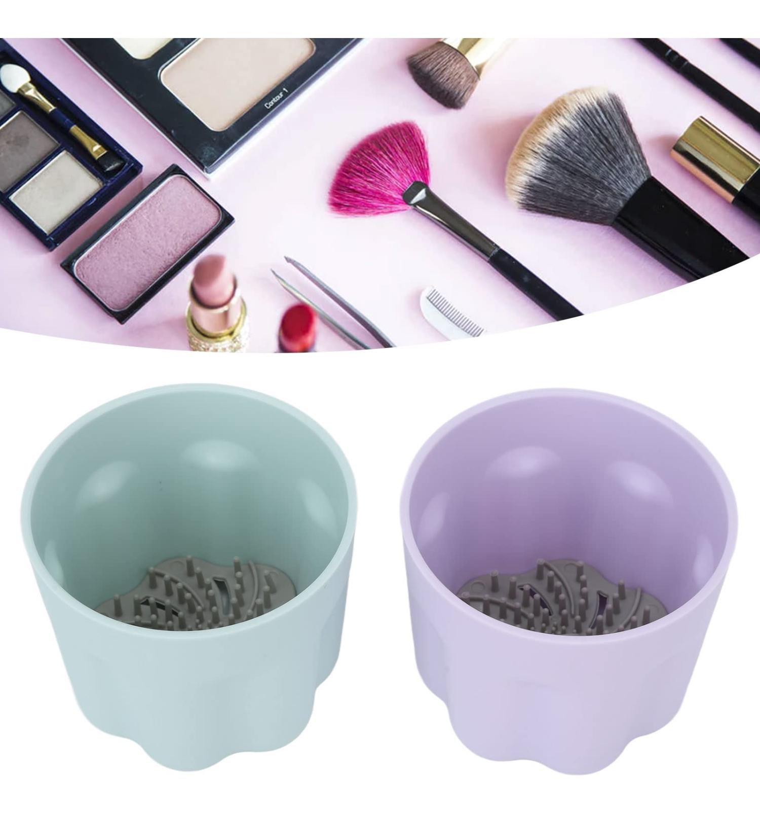 Portable Makeup Brush Cleaner - 2 Sets Cosmetic Brush Washer & Scrubber Bowl for Daily Use & Travel - Buy Online on GoSupps.com