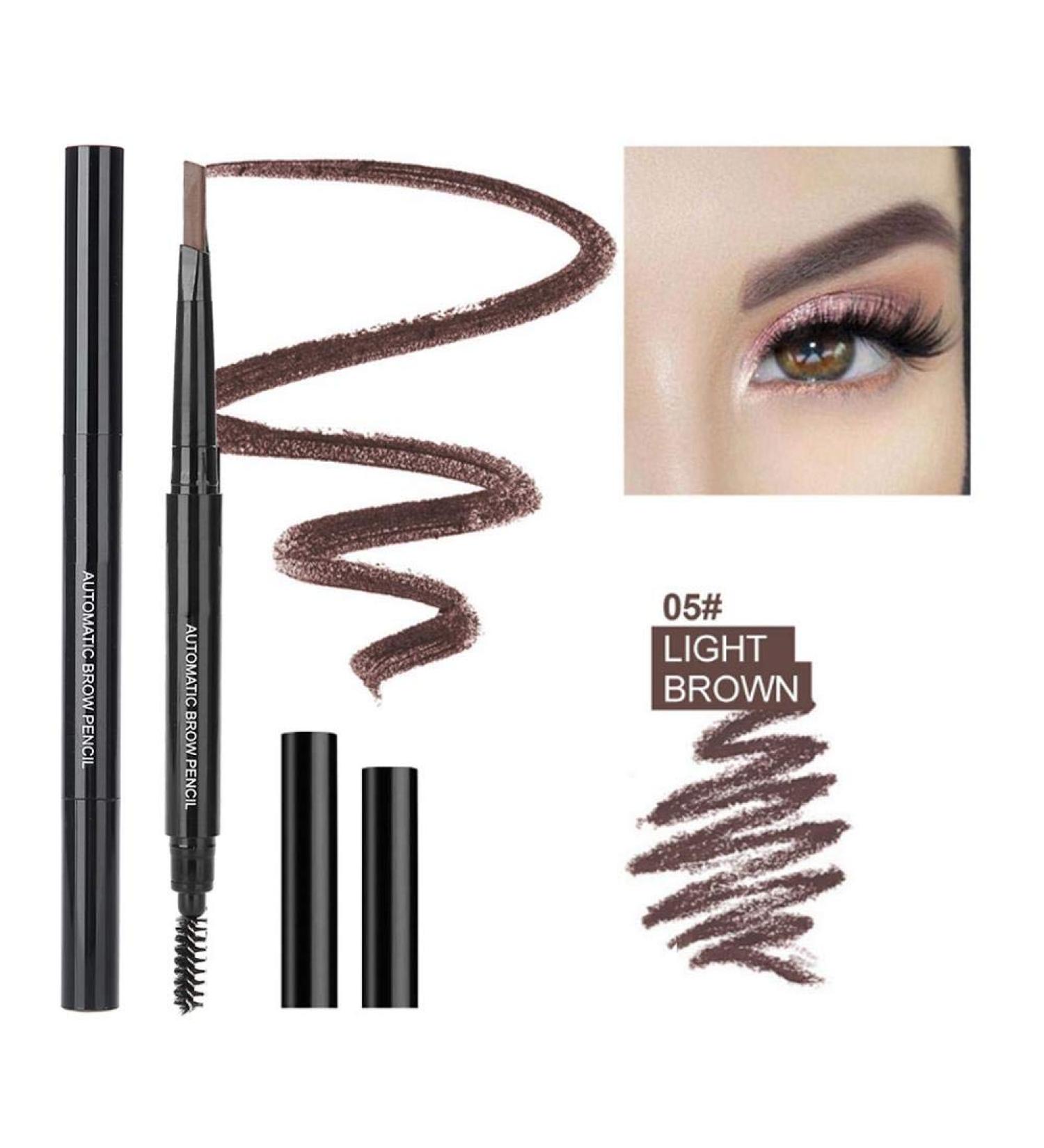 Eyebrow Pencils & Makeup with Brush Triangular Double Head Retractable Waterproof Long Lasting Eyebrow Pen(Light Brown) - Buy Online on GoSupps.com