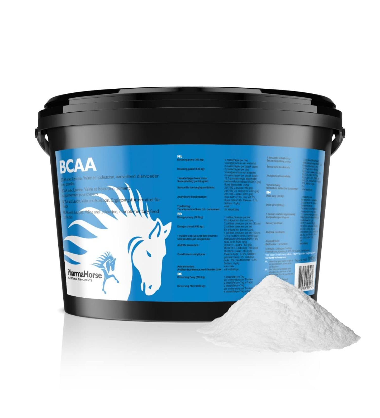 PharmaHorse BCAA | Essential Branched-Chain Amino Acids | No Sugar | Doping-Free | 1000g - International Shipping Available - Buy Online on GoSupps.com