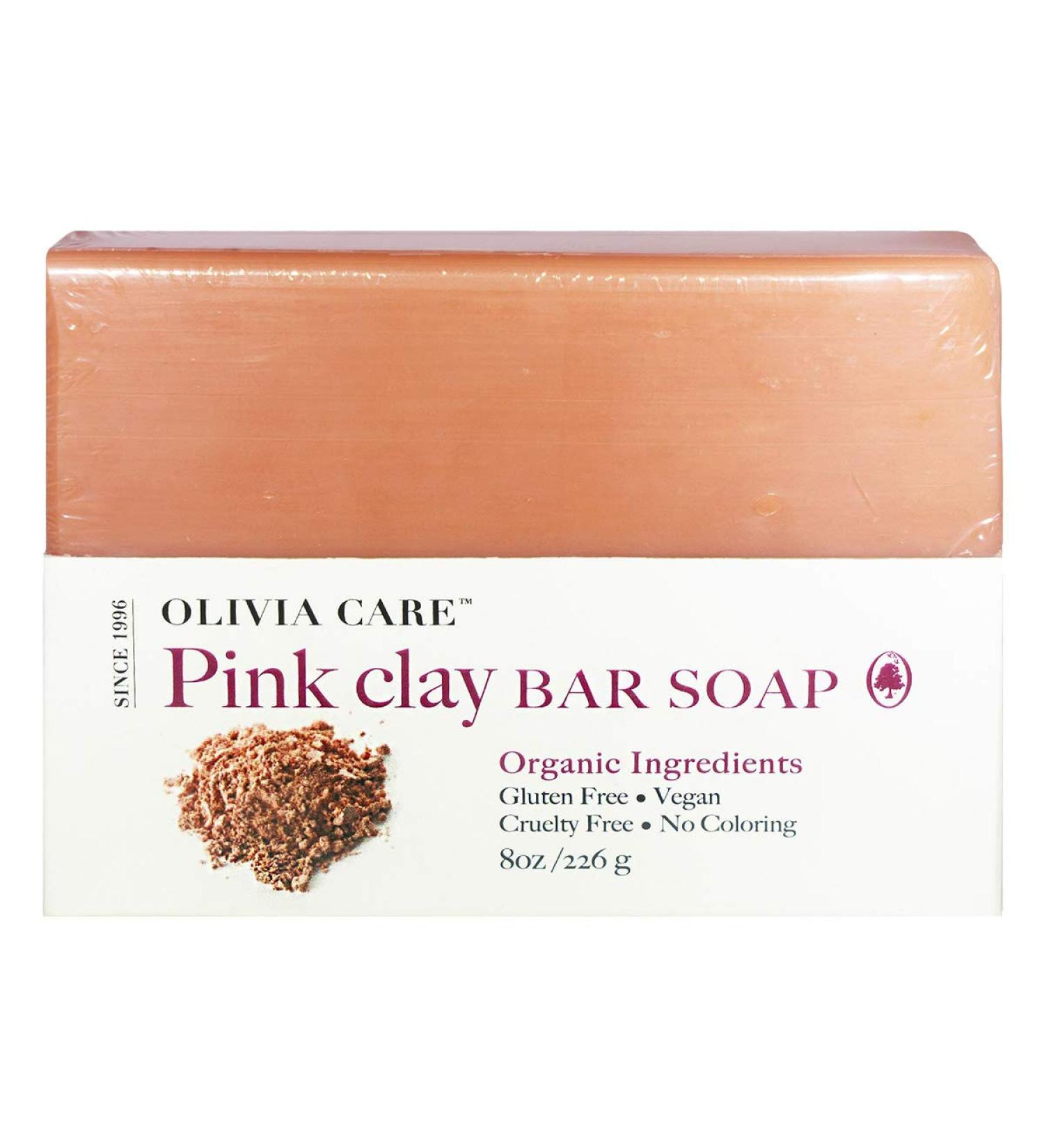Olivia Care Pink Clay Bar Soap - 100% Natural Vegan & Organic - Face & Body Detox Exfoliate Hydrate Moisturize - 8 OZ - Buy Online on GoSupps.com