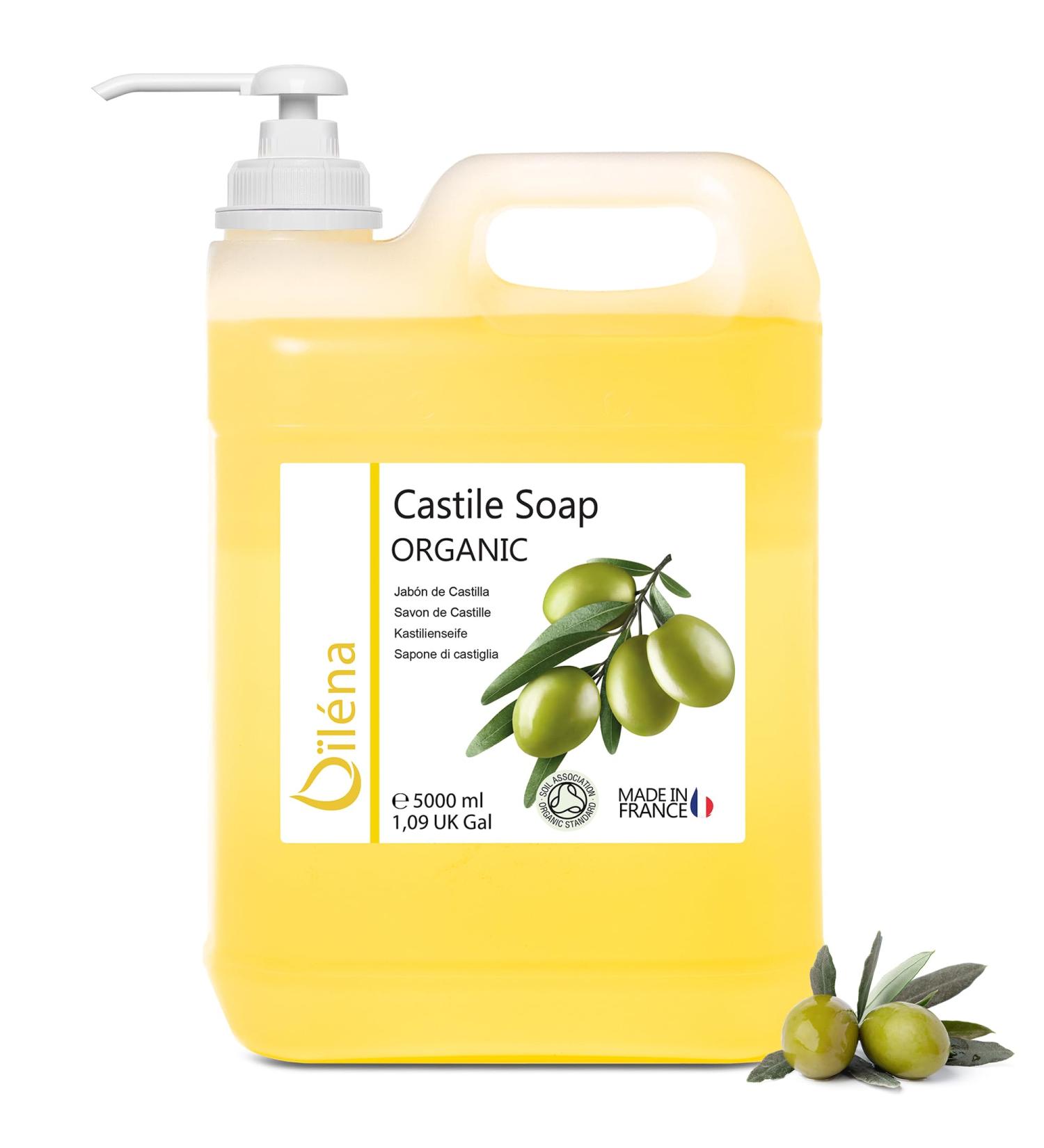 Savon de Castille Liquide Bio 100% Naturel Mains Visage Corps Cheveux Sans Parabens/Silicones/SLS Peaux Sensibles Fabriqu en Espagne 5 L - Buy Online on GoSupps.com