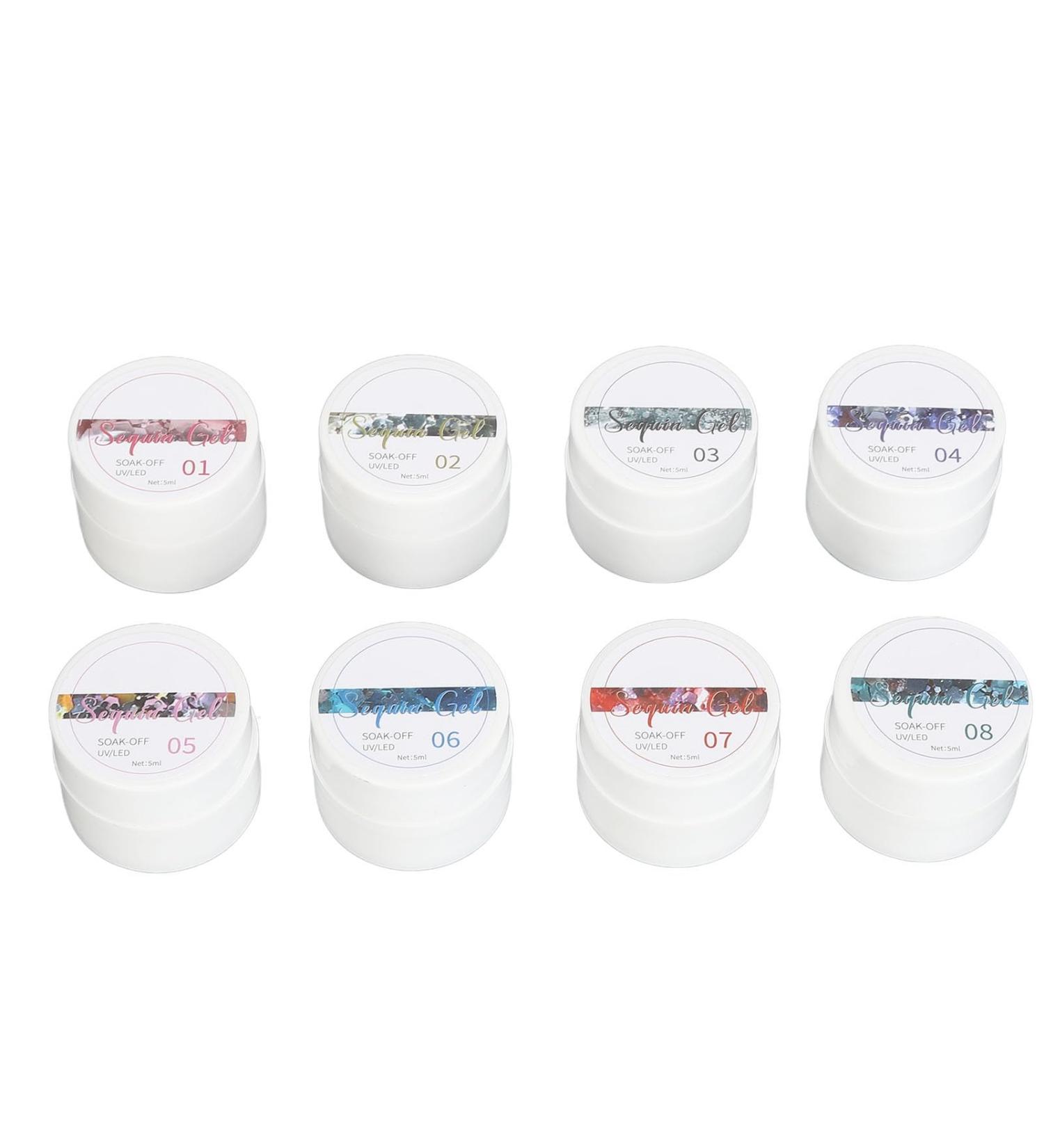 Glitter Nail Polish 8 Shiny Metallic Colors Professional Nail Gel for Salon - Buy Online on GoSupps.com