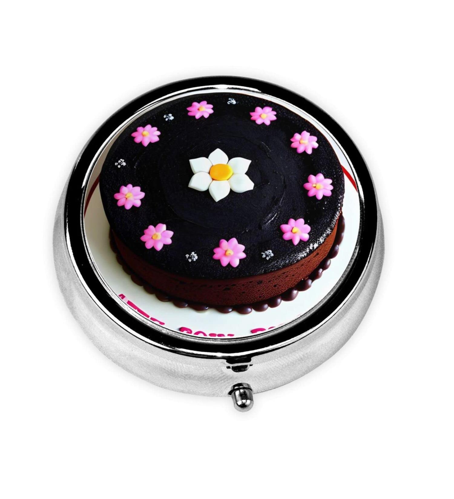 Buy Black Chocolate Cakeround Pill Box | 3 Compartment Portable Travel Organizer - International Shipping - Buy Online on GoSupps.com