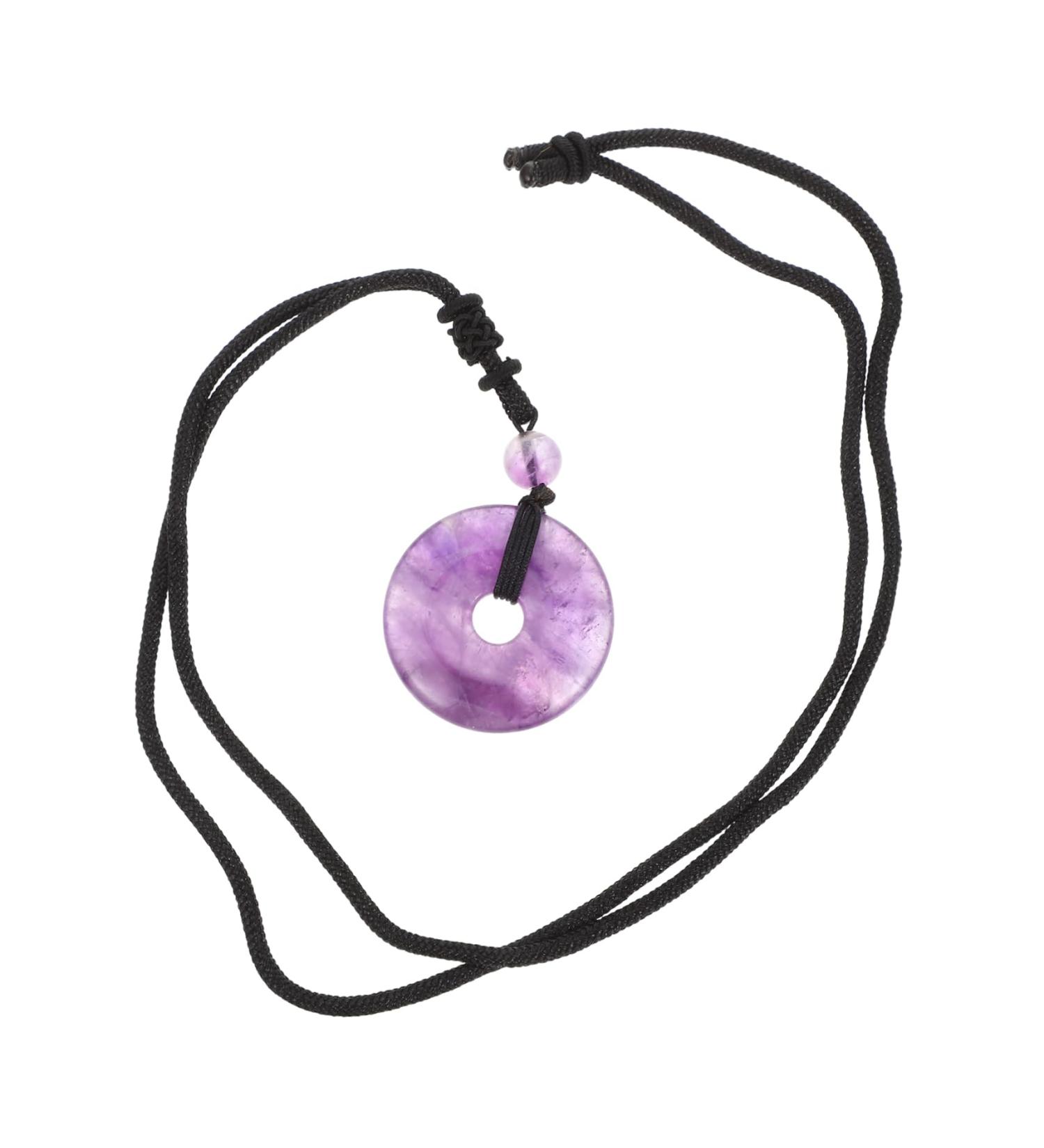 Beaupretty Circular Gemstone Amulet Necklace with Safety Buckle - Portable Violet Pendant for Men & Women - Classic Cotton Thread Neck Chain - Buy Online on GoSupps.com