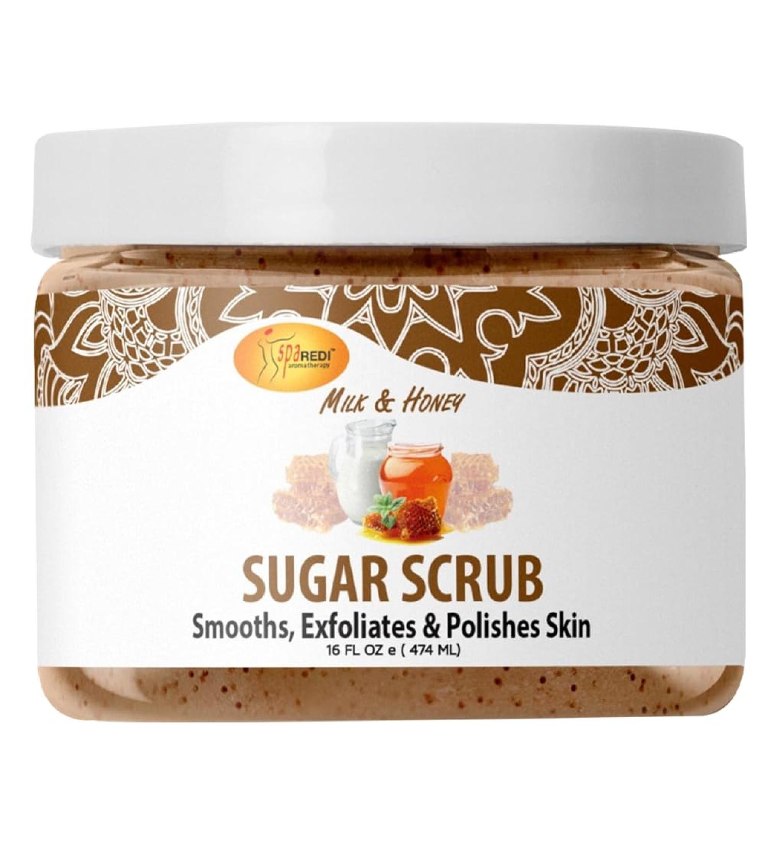 Buy SPA REDI Sugar Body Scrub - Milk & Honey 16 Oz | Exfoliating & Moisturizing Body Exfoliator for Smooth Glowing Skin | International Shipping Available - Buy Online on GoSupps.com