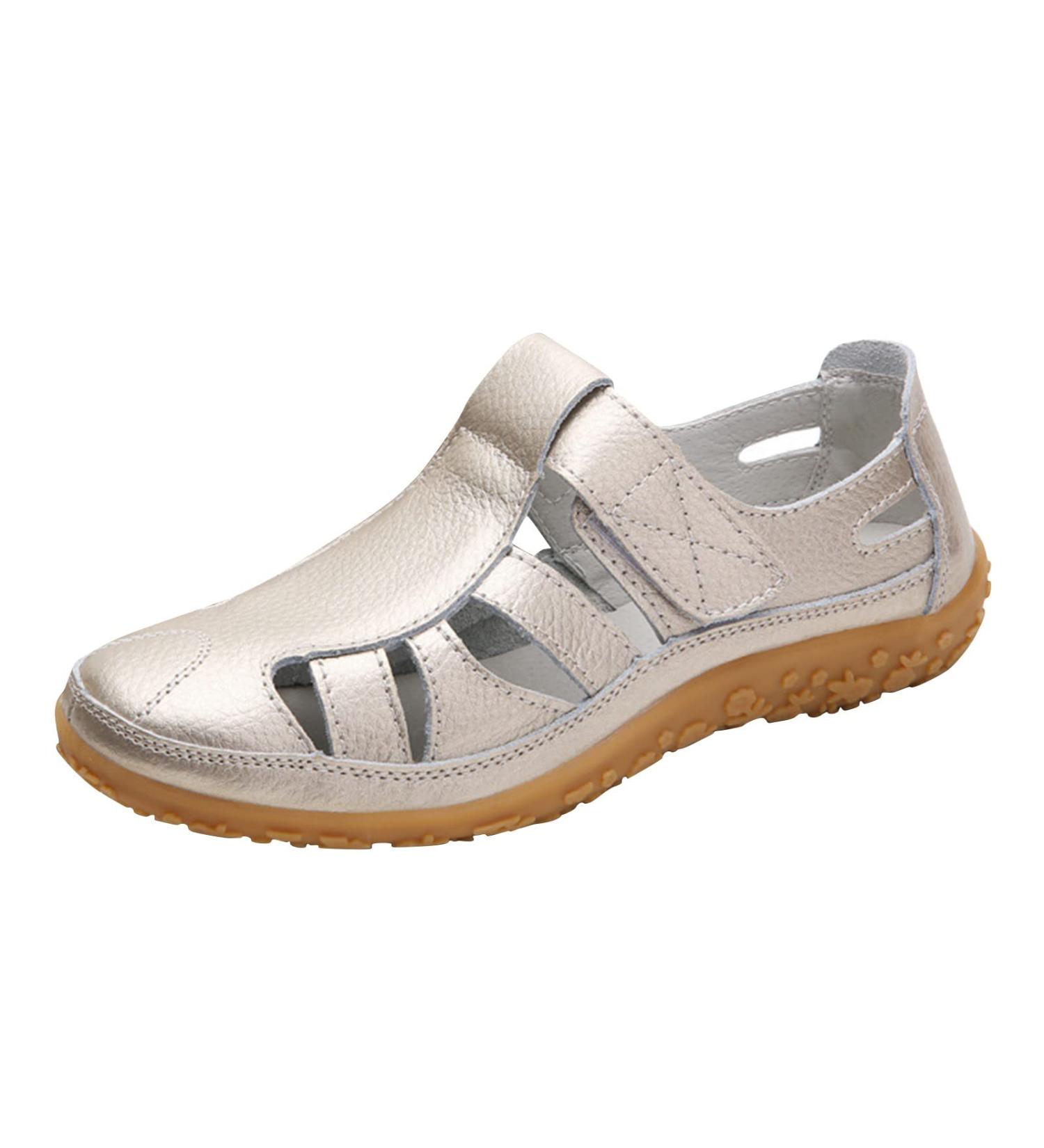 XTZYGLFD Women's Summer Sandals - Fashion Flat Soft Sole Casual Retro Orthopedic Shoes in Gold | Size 4 UK - Buy Online on GoSupps.com
