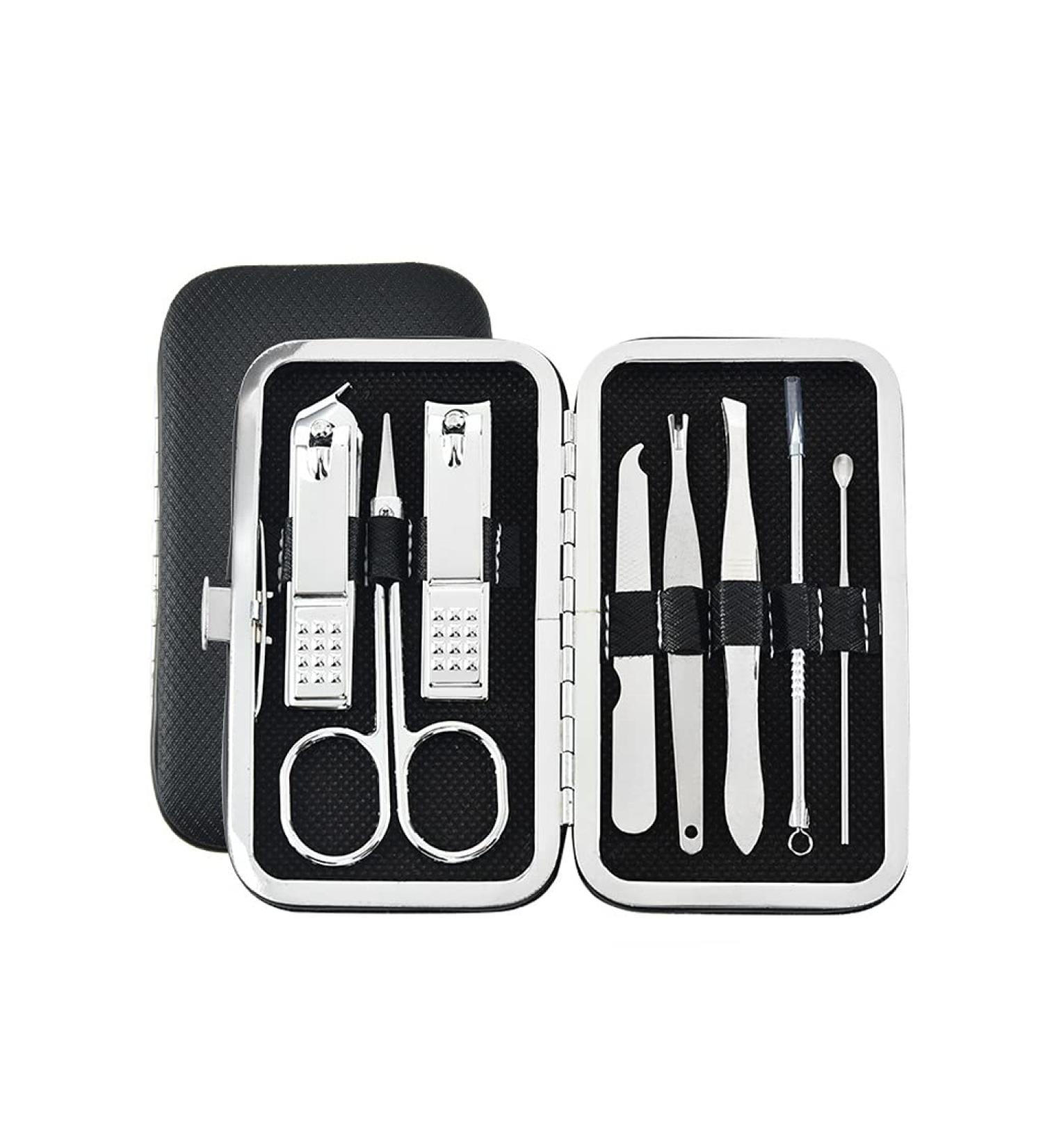 Nail Clippers Set Manicure Pedicure Built-in Nail File Home Travel Suitable for Gifts Mini 8-Piece Set Black - Buy Online on GoSupps.com