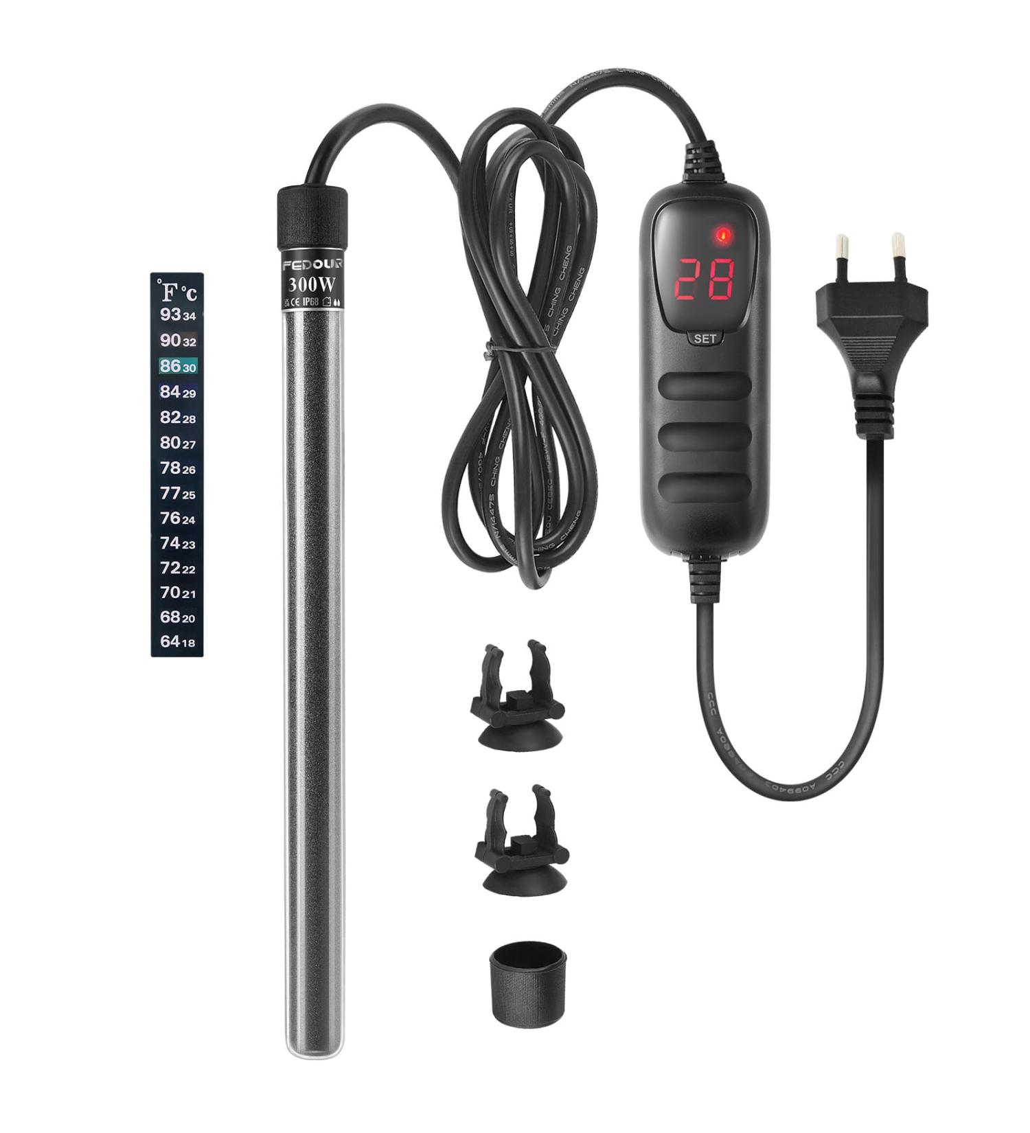 Fedour 300W Digital Aquarium Heater for 100-250L Fish & Turtle Tanks - Perfect Temperature Control for Salt & Fresh Water - Buy Online on GoSupps.com