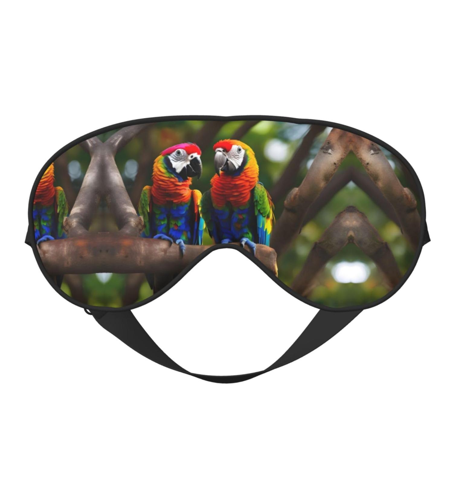 Colorful Parrots On Tree Print Double-Sided Eye Mask Soft and Light Blocking for Enhancing Sleep Quality - Buy Online on GoSupps.com