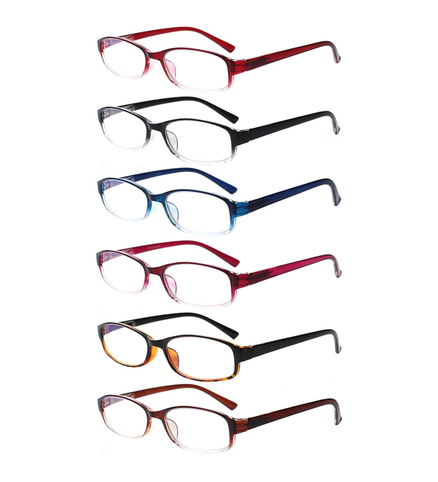 COJWIS 6 Pack Blue Light Filter Reading Glasses for Men & Women - Spring Hinges Glare-Free UV Protection 0.75x 6 Mix Colors - Buy Online on GoSupps.com