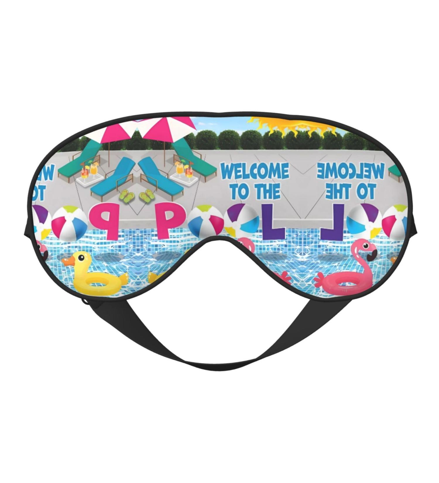 Flamingo Swimming Pool Eye Mask | Soft Elastic Adjustable Sleep Mask for Men & Women - Buy Online on GoSupps.com