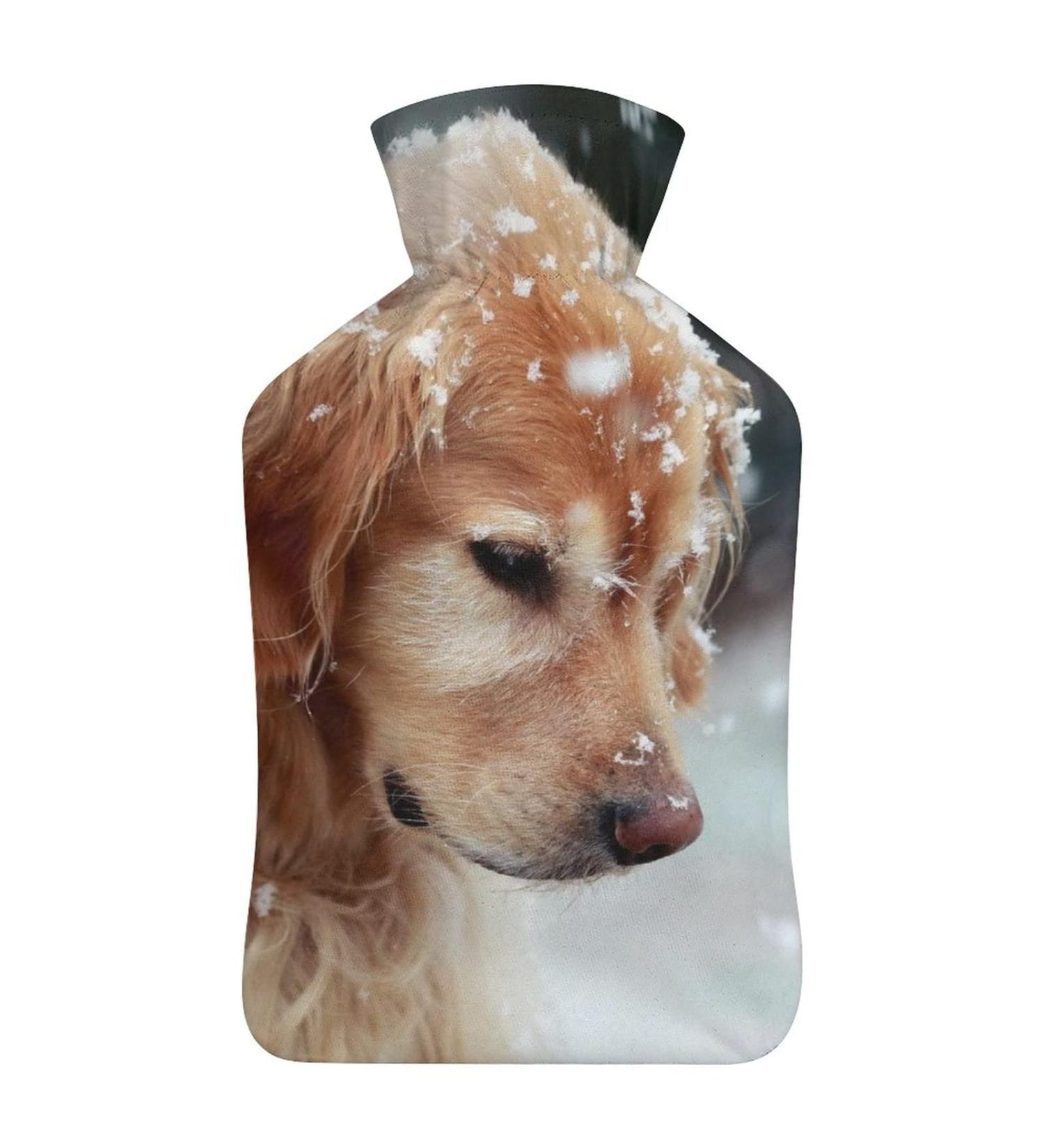 Golden Retriever Hot Water Bottle with Plush Cover - Hand Warmer for Adults & Children | 26.5x15.3cm - Buy Online on GoSupps.com