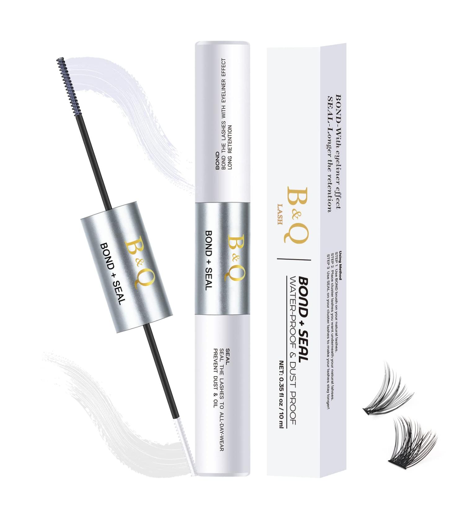 B&Q Eyelash Bond and Seal 10ML - Long Lasting Waterproof Lash Glue for Cluster Lashes - 48-72 Hours Hold - Includes Mascara Wand - Clear 10ML - Buy Online on GoSupps.com