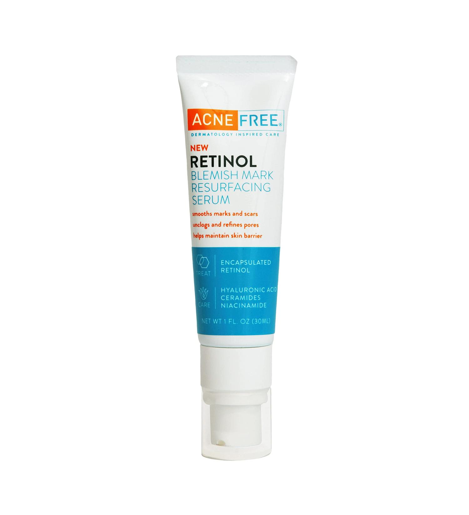 AcneFree Retinol Blemish Mark Resurfacing Serum with Hyaluronic Acid and Niacinamide - 1 Ounce - Buy Online on GoSupps.com