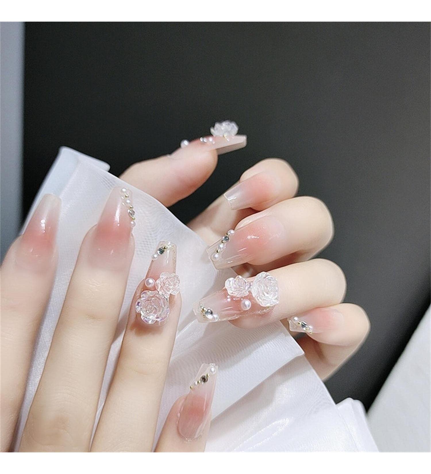 Press on Nails Trapezoid Long Fake Nails 24Pcs Shiny False fingernail with Self-Adhesive Jelly Nail Glue Tabs Press On False Nails - Buy Online on GoSupps.com