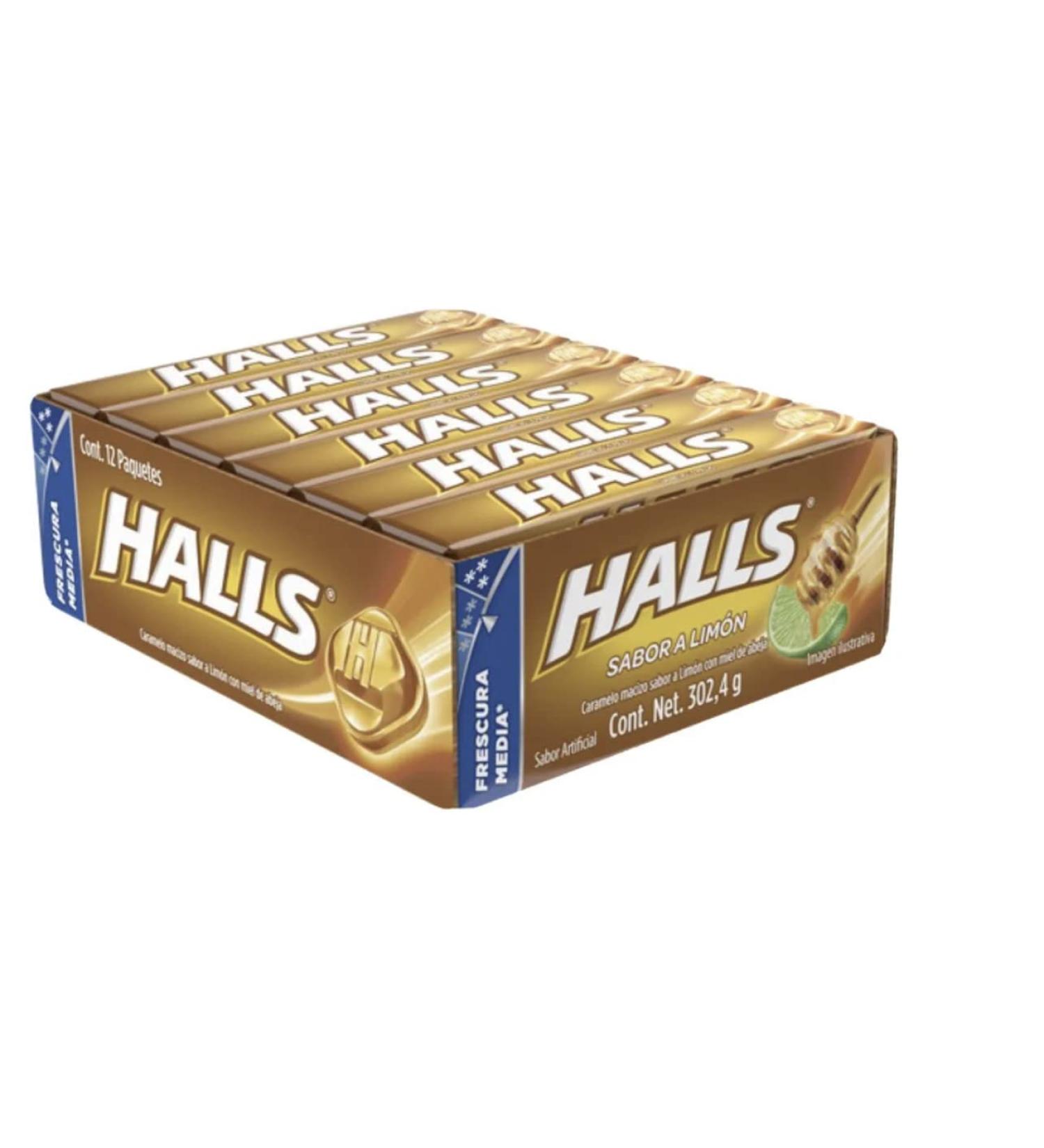 Mexican Halls Lemon and Honey Flavor (12 pack) Limon con Miel Original Classic Edition version mexicana 12 individually Sealed Packs with 9 pieces macizo