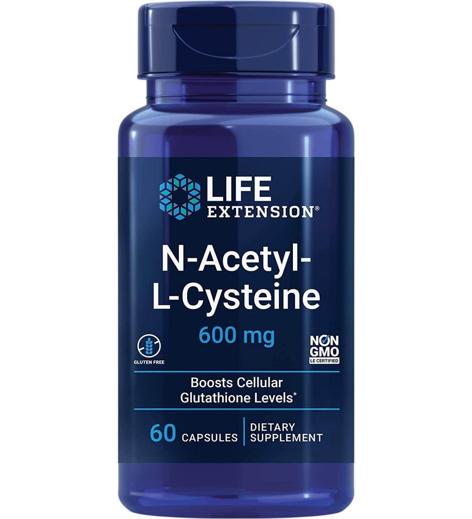 Life Extension N-Acetyl-Cysteine (NAC) 600mg Depot 60 Vegan Capsules - Lab Tested, Vegetarian, Gluten/SOYA-Free, Non-GMO - Buy Online on GoSupps.com
