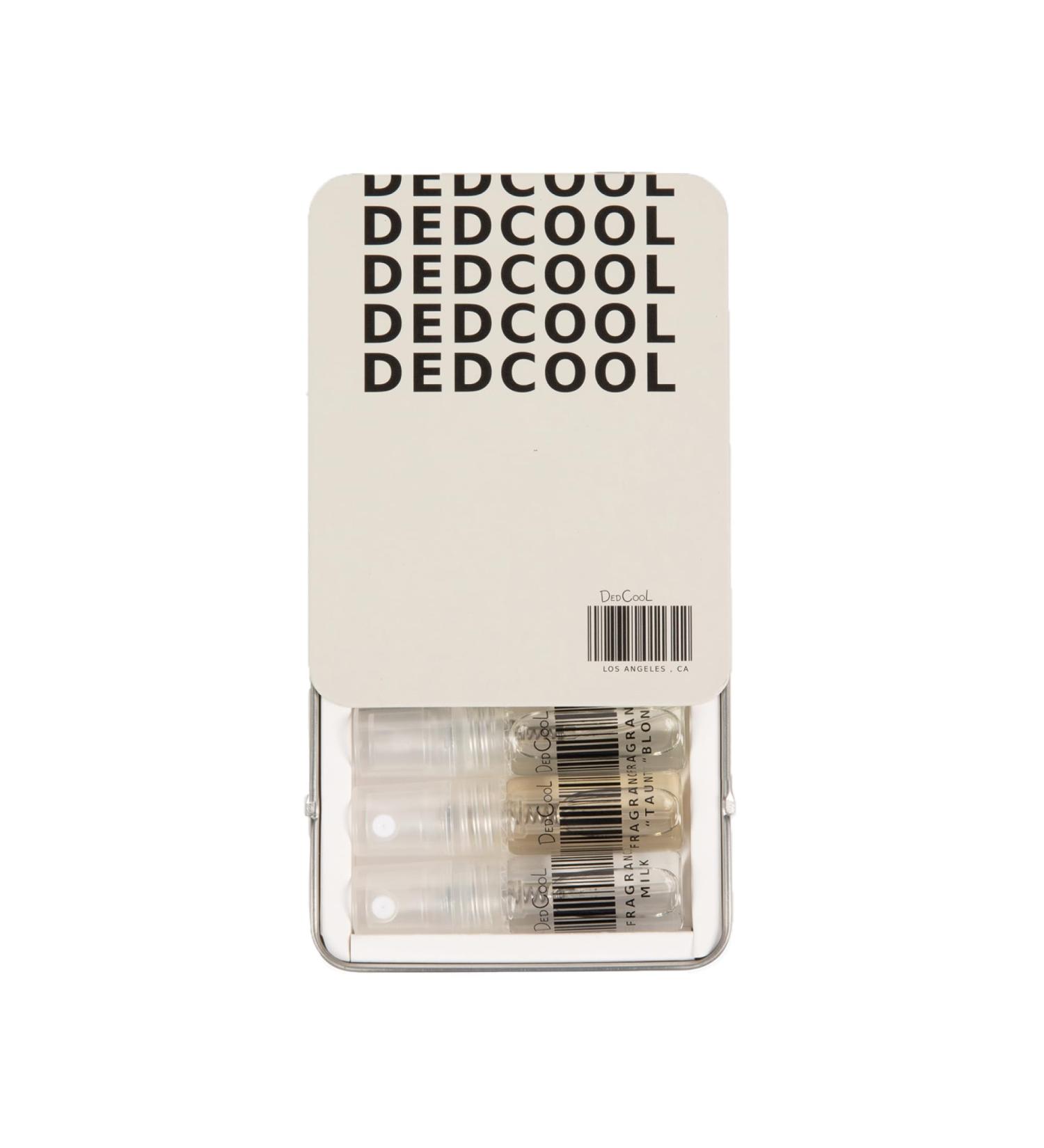 DedCool Sample Tin 6 Scents (Xtra Milk Milk Red Dakota 01 Taunt Madonna Lilly 03 Blonde) for Men & Women Long Lasting Luxury Fragrance Genderless Vegan Non-Toxic Fragrance For All Xtra Milk Milk 01 Taunt 03 Blonde Madonna Lilly Red Dakota - Buy Online on GoSupps.com