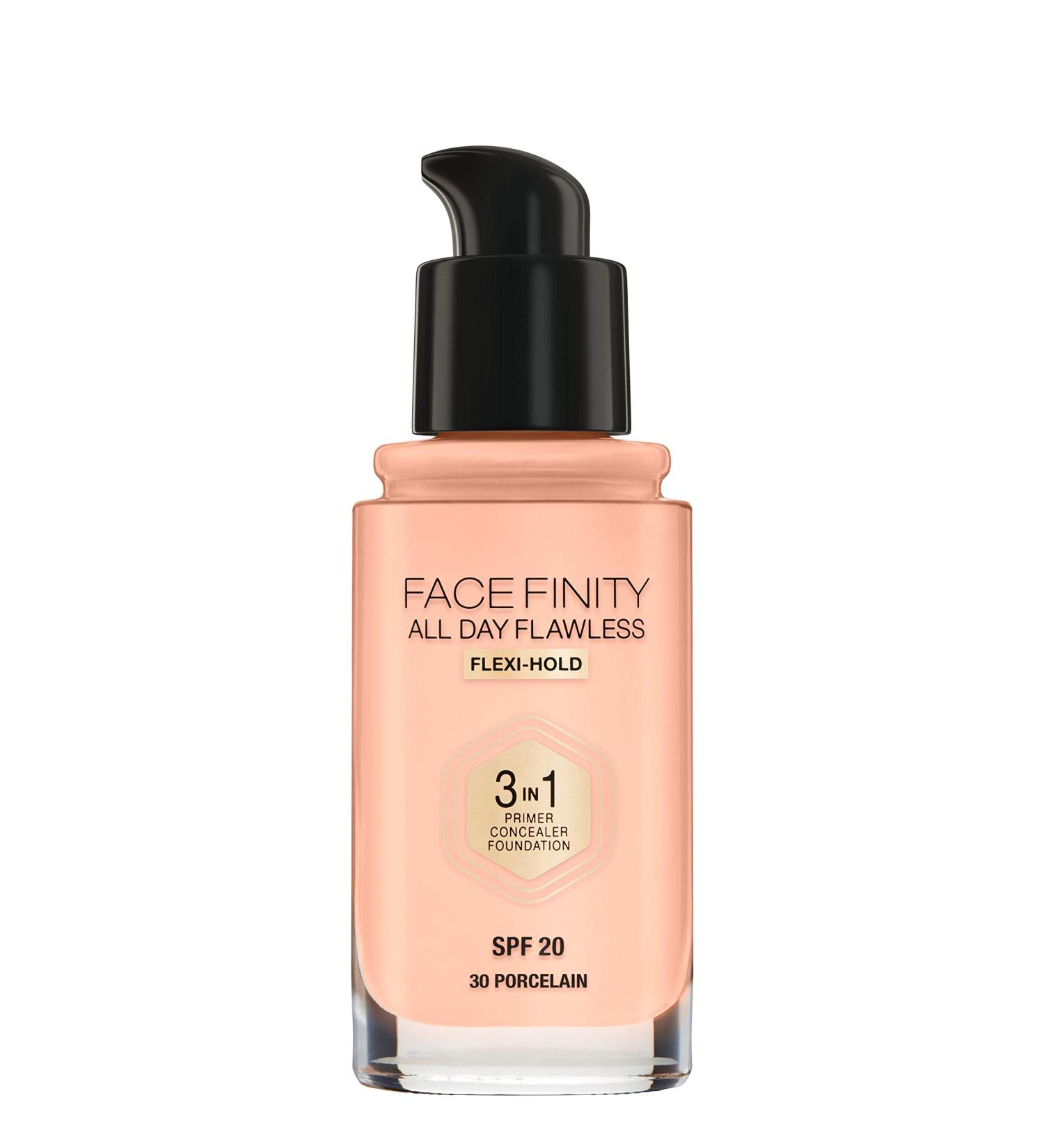 Max Factor Facefinity All Day Flawless 3-in-1 Foundation - Porcelain 30 ml | Primer Concealer & Foundation for Perfect Matte Finish - Shop Internationally - Buy Online on GoSupps.com