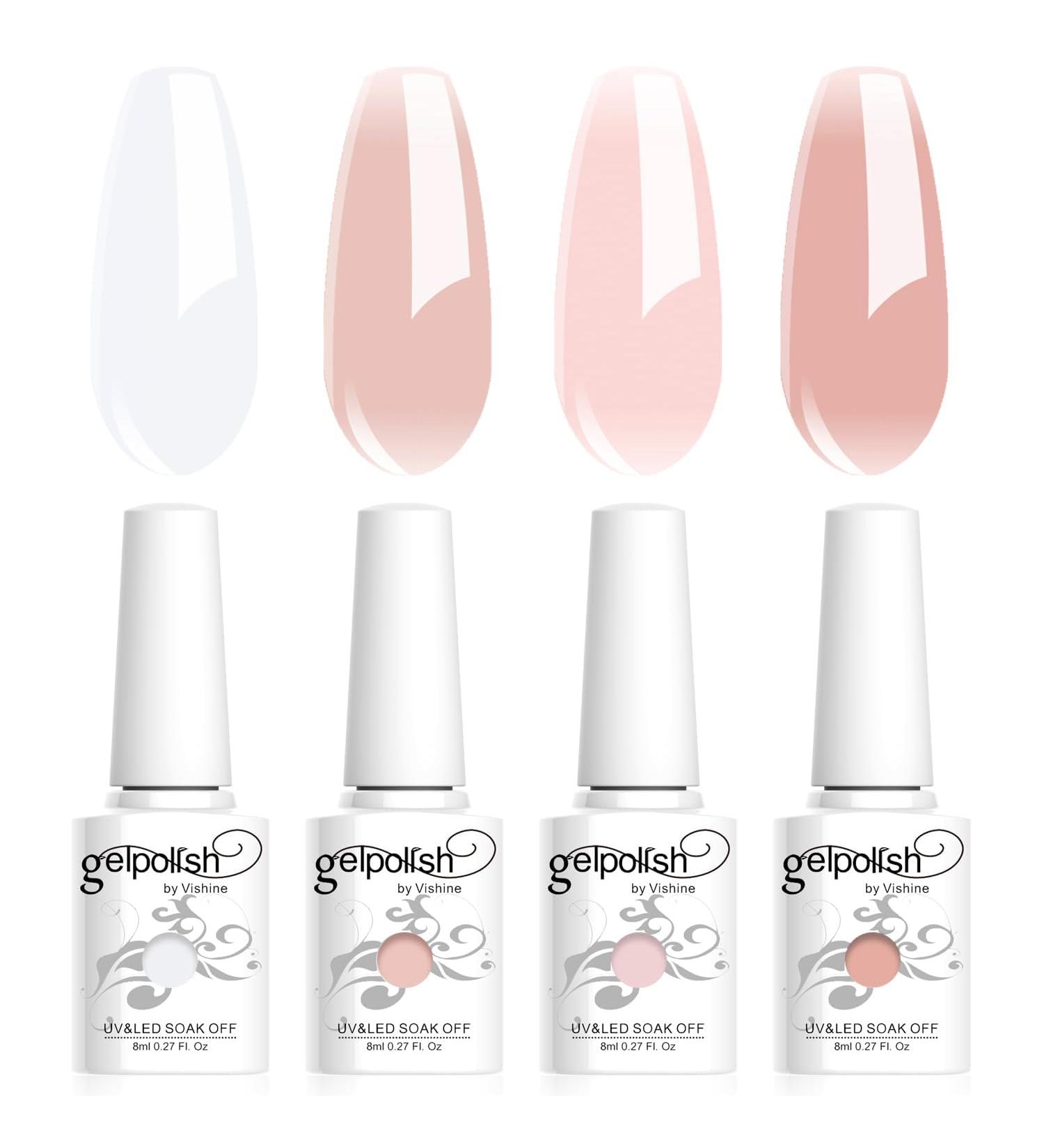 Vishine 4Pcs Jelly Nude Pink Milky White Rose Gel Nail Polish Set Sheer Clear Crystal Translucent French Manicure Gel Nail Polish Kit 8ml White Red - Buy Online on GoSupps.com