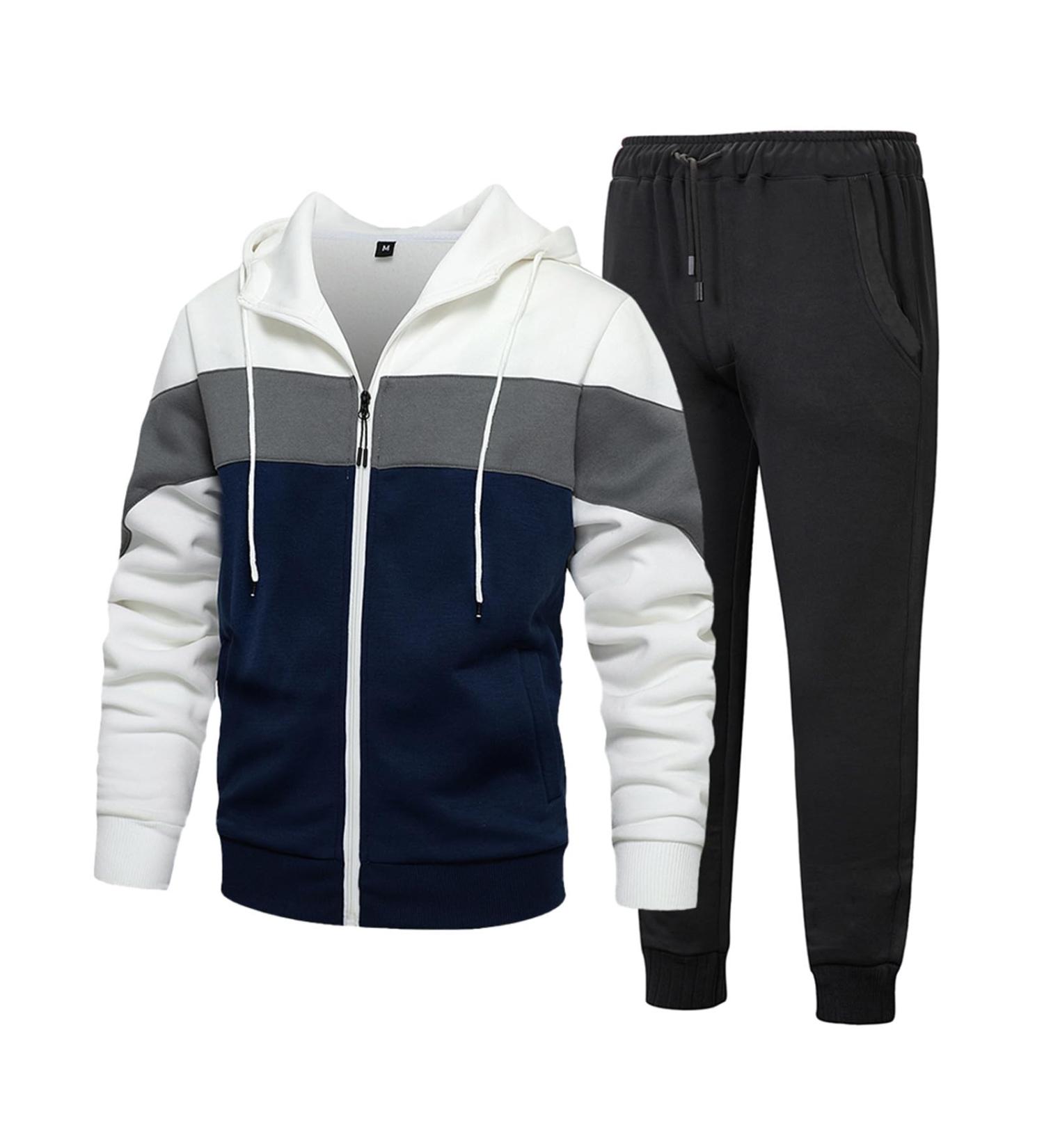 High-Quality Beeuio Color Block Tracksuit for Men | Zipper Hoodie & Jogging Suit - Ideal for Spring Autumn & Winter - Buy Online on GoSupps.com