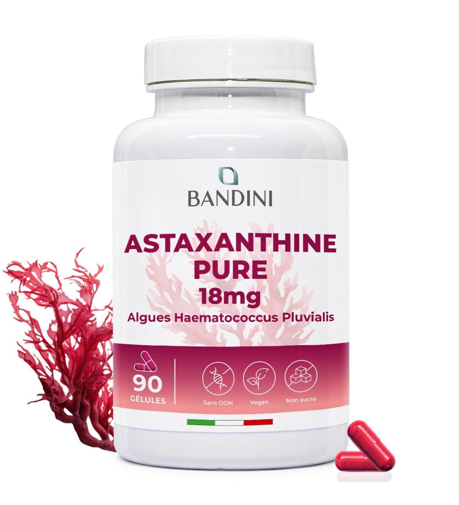Bandini Pure Astaxanthine 90 g lules | Puissant antioxydant naturel issu de l'algue Haematococcus Pluvialis - Astaxanthin naturelle Compl ment sans OGM - Concentration & Biodisponibilit lev es 90 unit (Lot de 1) - Buy Online on GoSupps.com