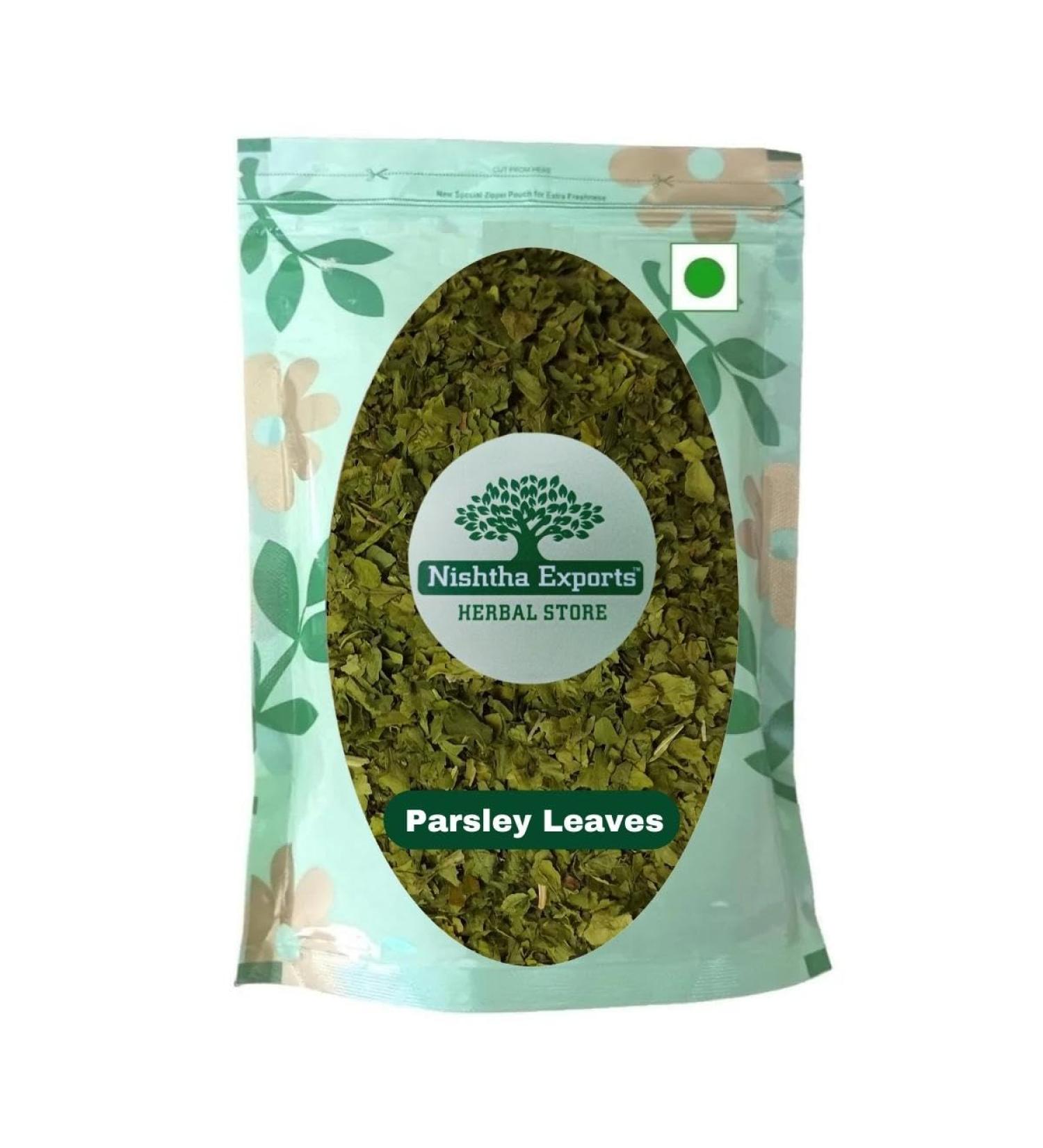 Parsley Leaves (Tea Cut Format)-Petroselinum Crispum-Raw Herbs-Ajwain pattiya-Jadi Booti-Single Herbs (250 Gram)