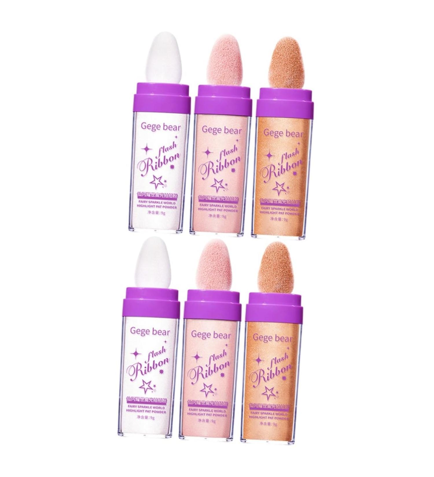 Balacoo 6 Pcs Highlight Pat Powder Face Highlighter Fairy Highlight Powder Patting Glitter Contouring Powder 1 count (Pack of 1) Assorted Colorx2pcs - Buy Online on GoSupps.com