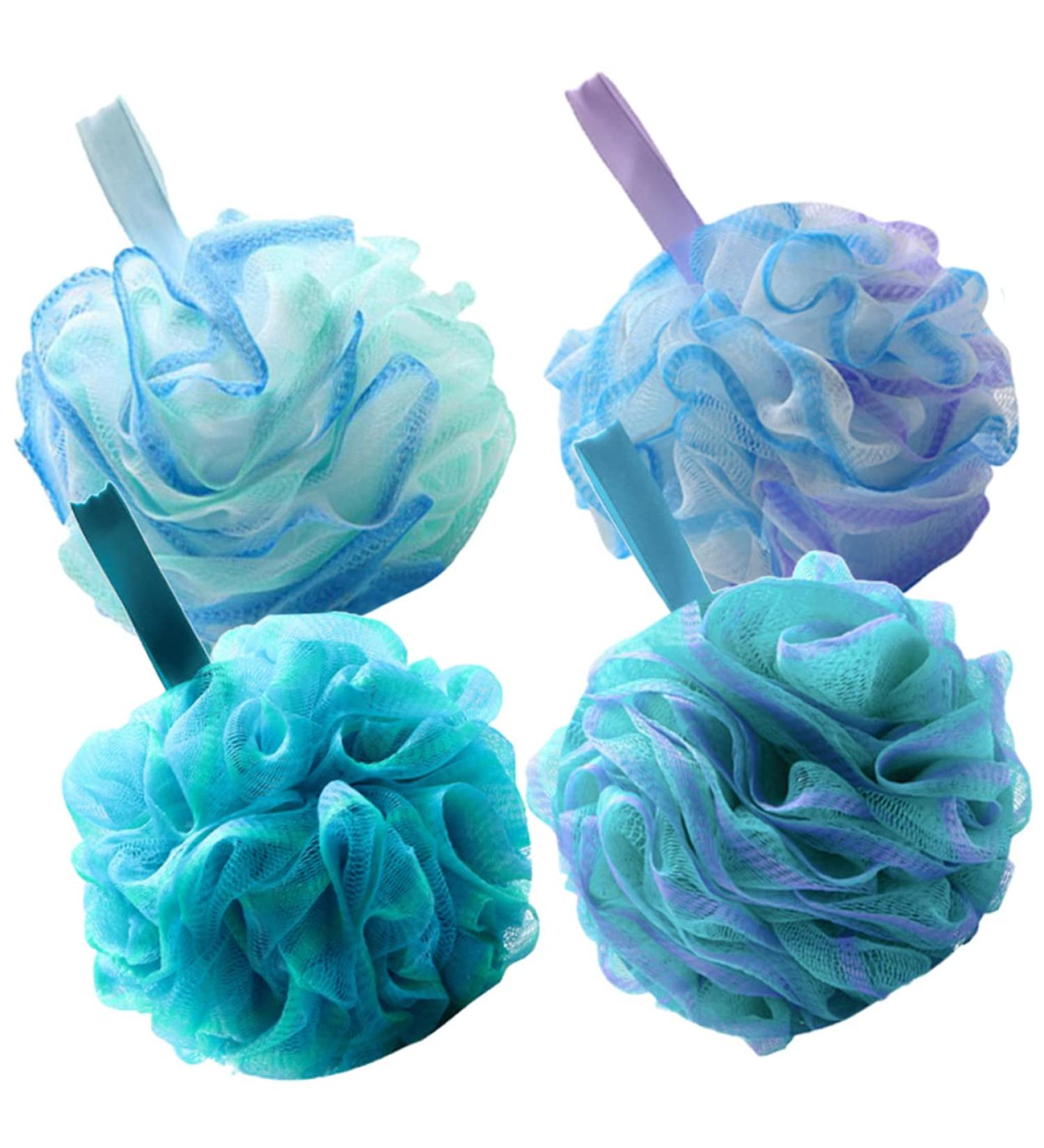 Homoyoyo 4pcs Bath Ball Body Wash Scrubber | Exfoliating Shower Loofah Sponges Set - Buy Online on GoSupps.com