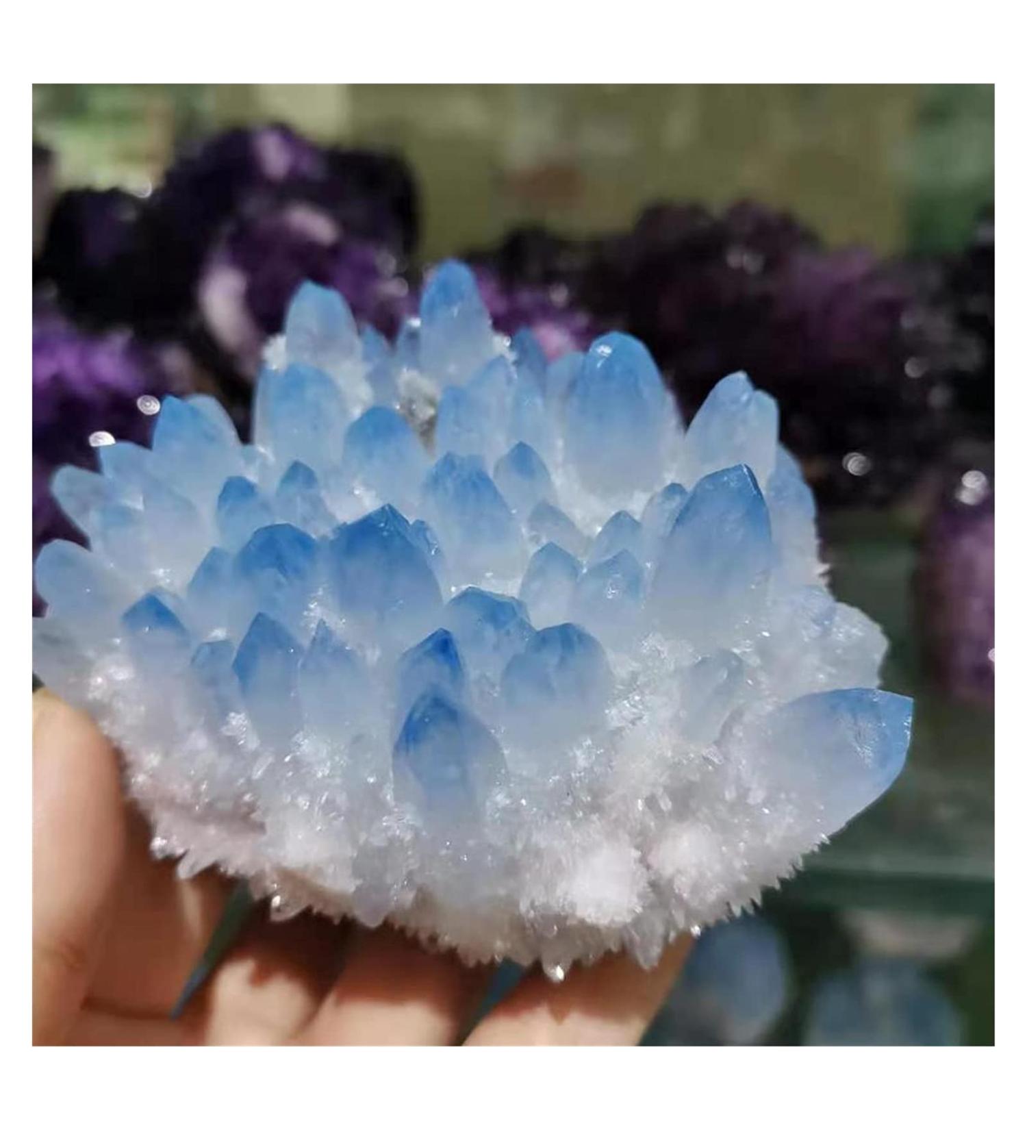 Crystal Rough Natural Crystal Rough 1 pc Natural Quartz Crystal Cluster Stone Blue Ghost Quartz Cluster for fengshui - Buy Online on GoSupps.com