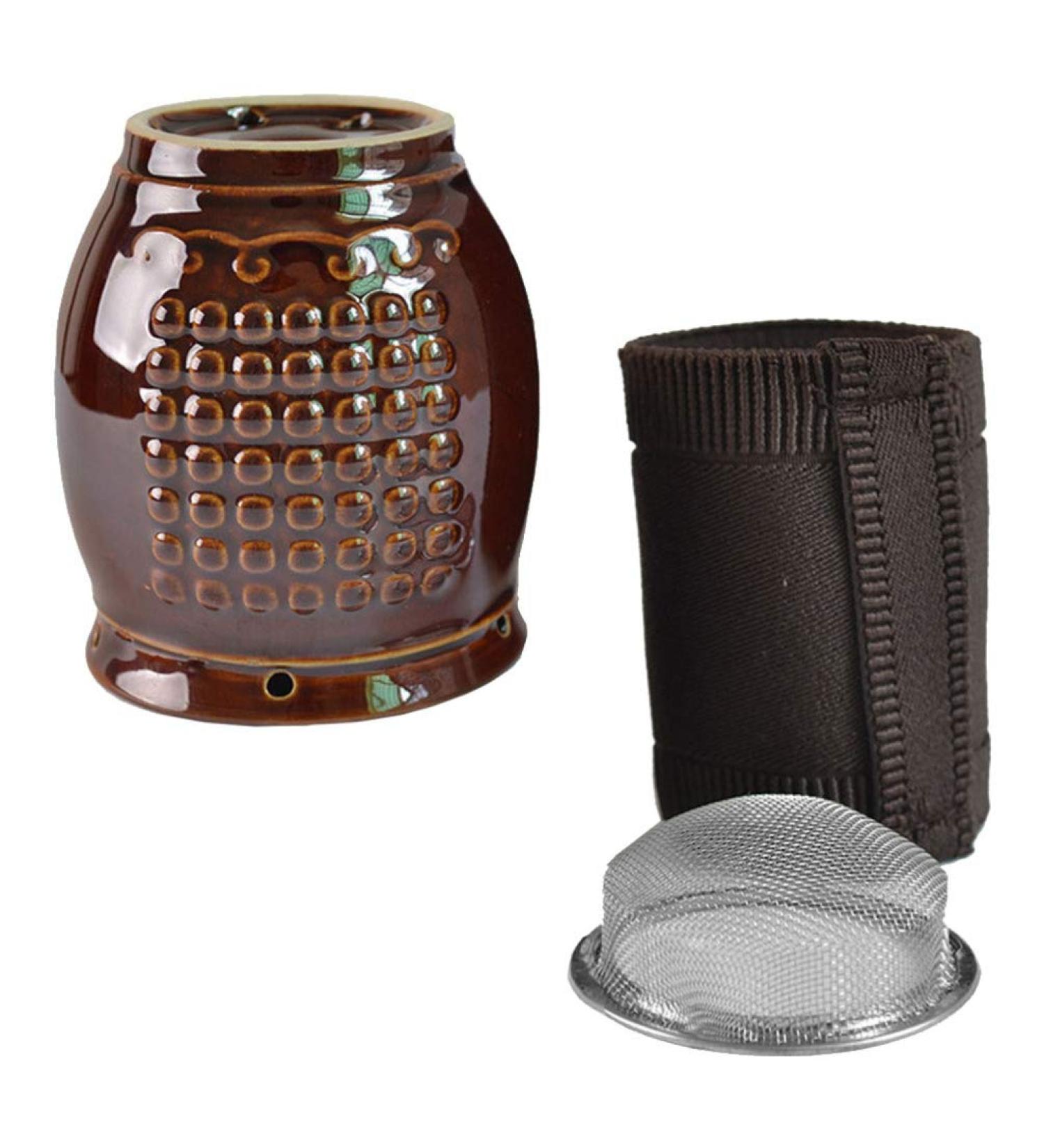 FARUTA 1 Set Cloth Cover Ceramic Moxibustion Pot - Manual Moxa Massage Burner for Pain Relief | International Shipping - Buy Online on GoSupps.com