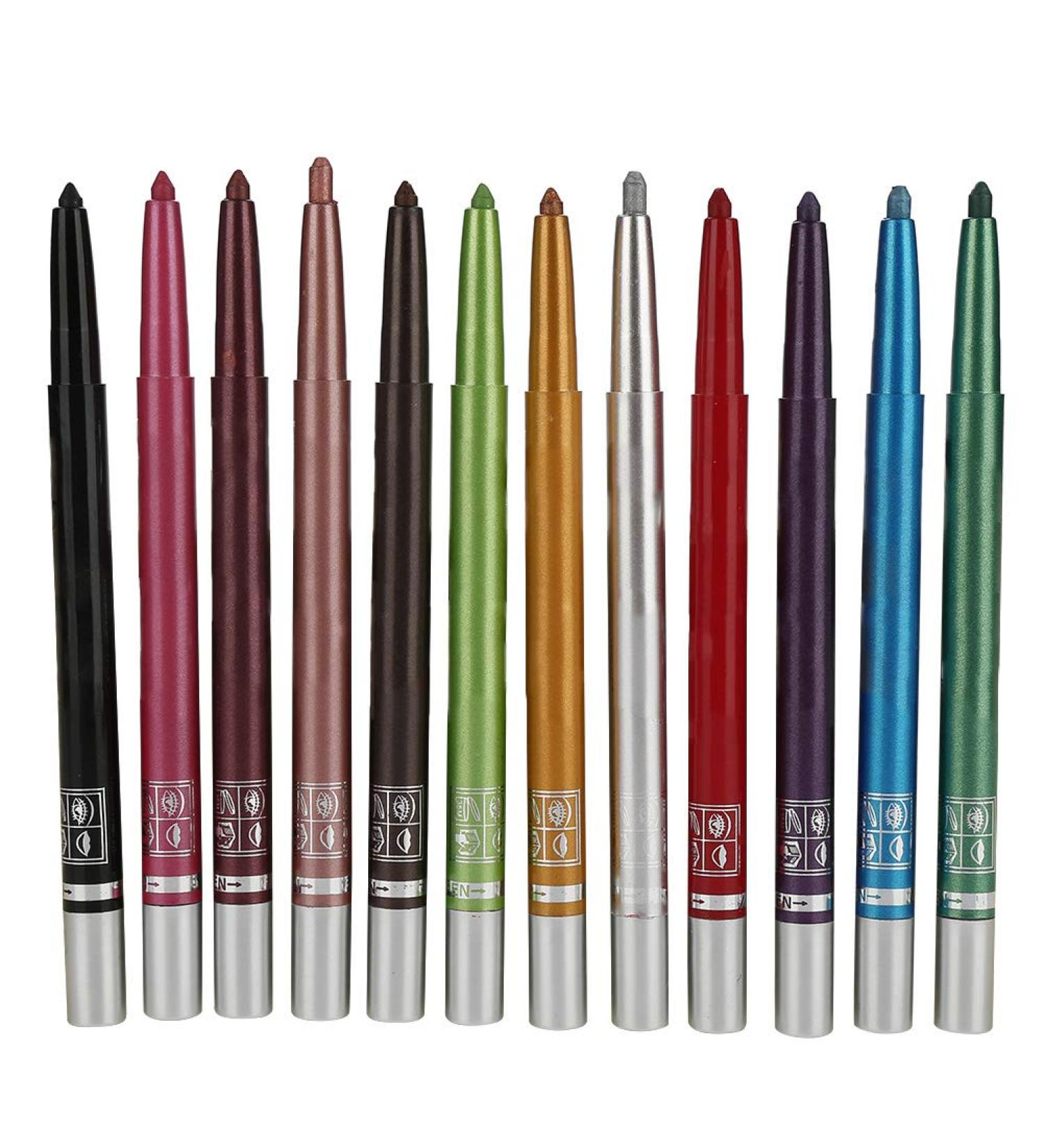 Colorful Eyeliner 12 Colors Eye Pencil Set Highly Pigmented Long Lasting Waterproof Makeup Eyebrow Pencil Eyeliner Brow Lip Liner Pencil Pen Makeup Kit - Buy Online on GoSupps.com