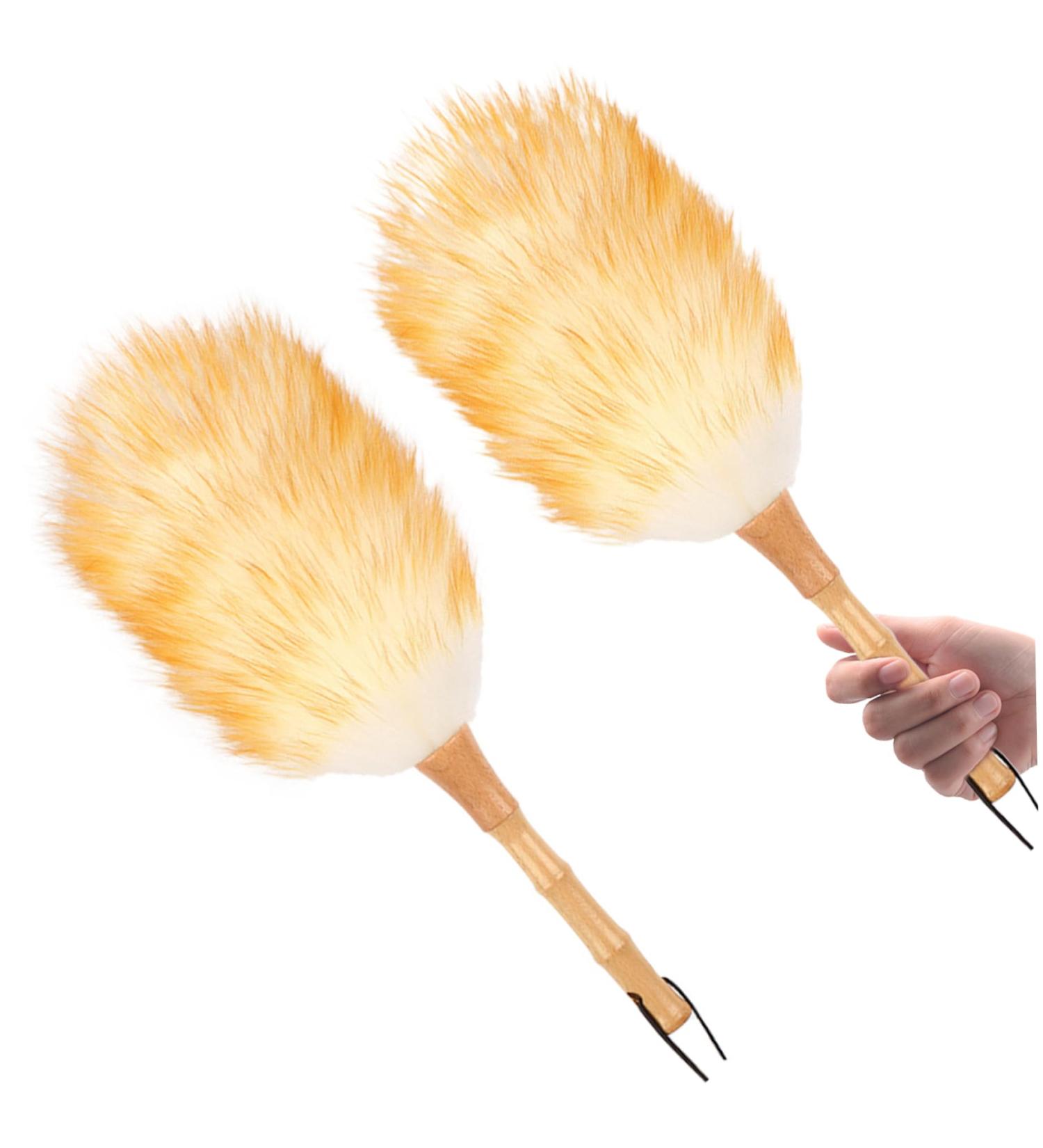 2Pcs Lambswool Duster 15'' Hand Duster Anti-Static Cleaning Duster with Wooden Handle Comfortable Grips Dusting Tools for Ceiling Fans Window Blinds Feathers Dusters - Buy Online on GoSupps.com
