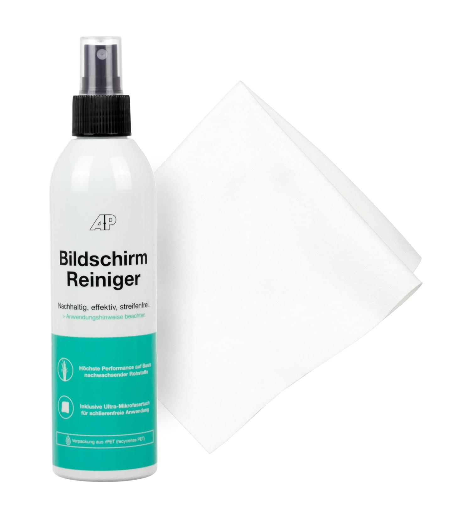 AP Screen Cleaner Eco-Friendly Display Cleaner with Streak-Free Microfiber Cloth (250ml) | International Shipping Available - Buy Online on GoSupps.com