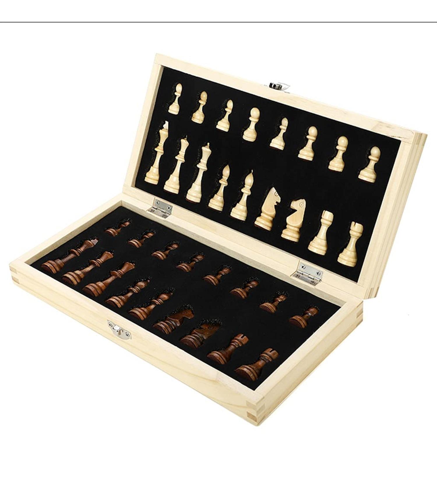 Chess Set Wooden Magnetic Portable Folding Chess BOAD Game Toys Indoor Outdoor Entertainment Items Board Game (Size : 34cm) (34cm) - Buy Online on GoSupps.com