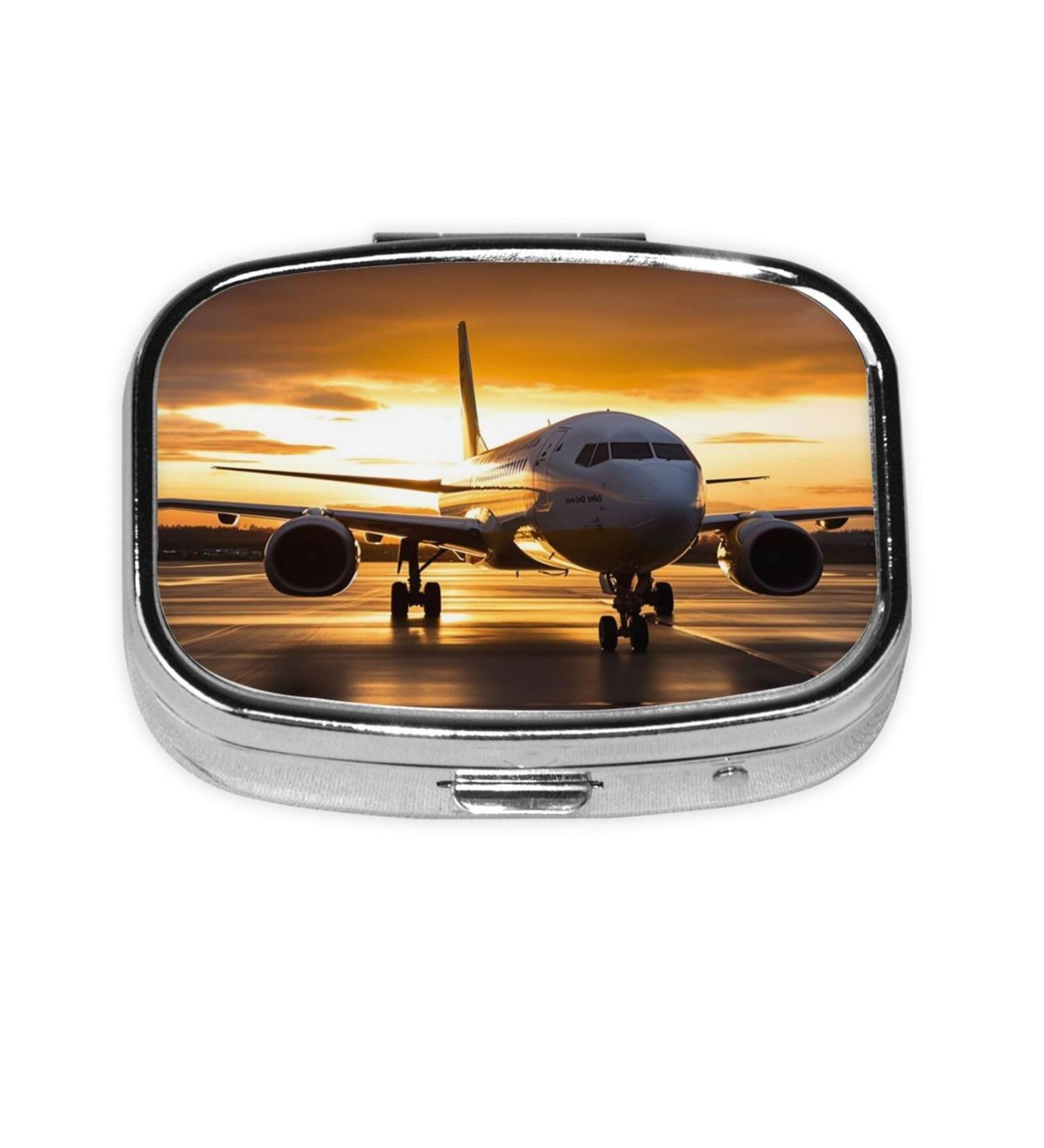 Airplane Evening Light Pill Case | 2 Compartment Cute Travel Pill Organizer - Perfect for Purse & Gifts - Buy Online on GoSupps.com