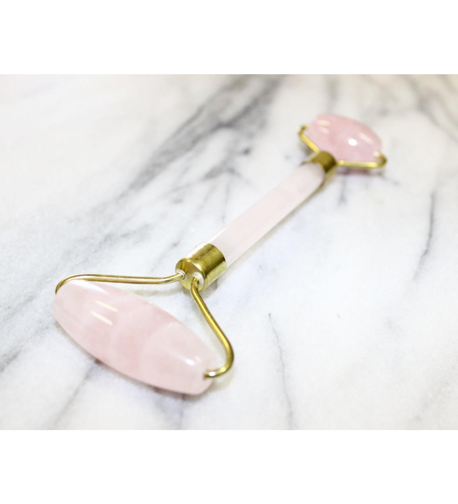 Rose Quartz Double Roller Face Roller - Facial Massage Tool for Skin Rejuvenation - Buy Online on GoSupps.com