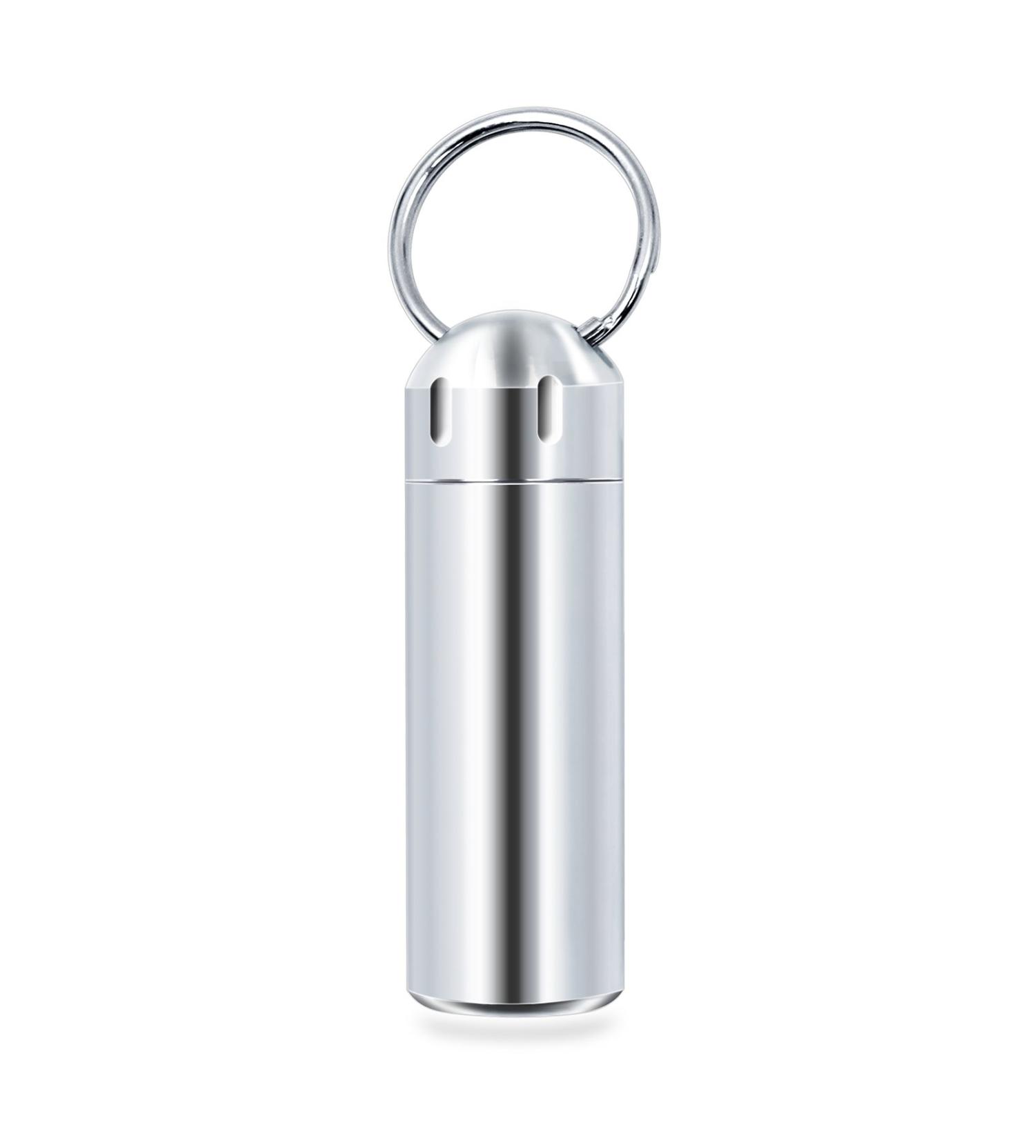 SHD Waterproof Pill Box Keychain - Stainless Steel Single Chamber Organizer for Outdoor Travel & Camping - Buy Online on GoSupps.com
