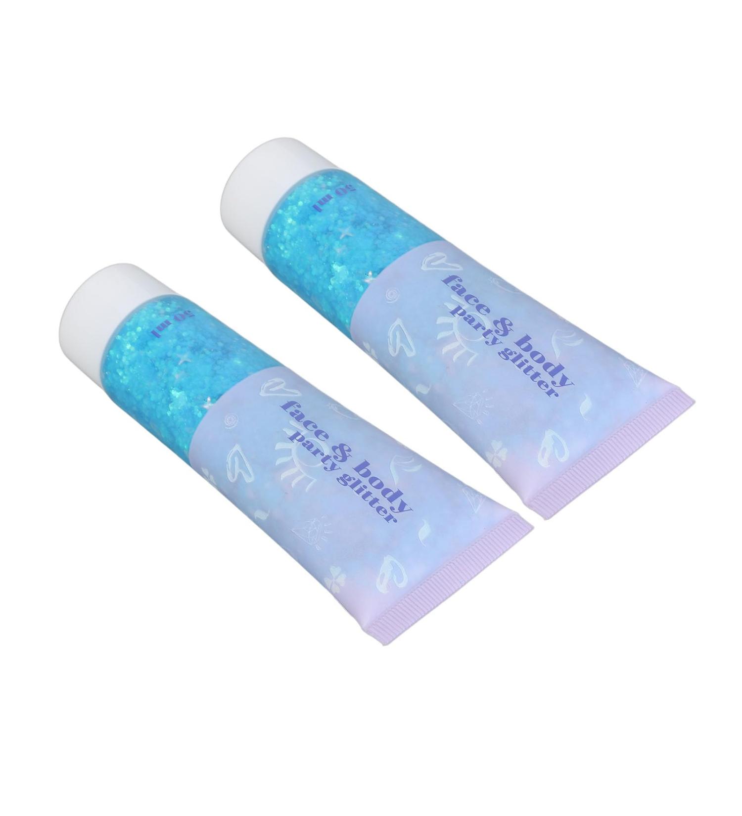 Body Glitter Gel 2pcs - Easy Clean Adhesive Face Glitter for Parties & Concerts - 09 Blue - Buy Online on GoSupps.com