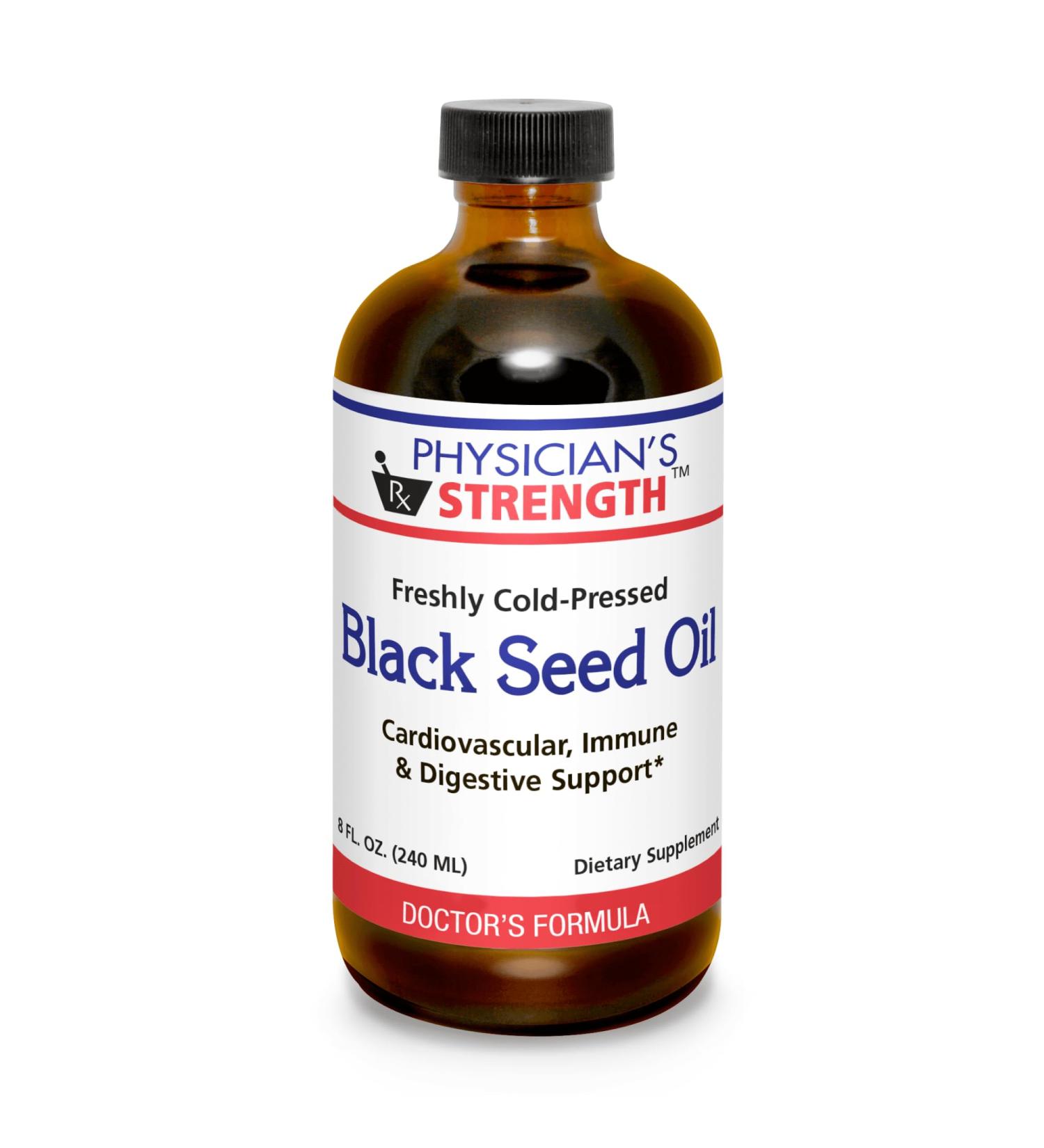 Physician's Strength Black Seed Oil - 8 fl oz - Supports Healthy Body Response - Freshly Cold Pressed - Non-GMO - 48 Servings - Buy Online on GoSupps.com