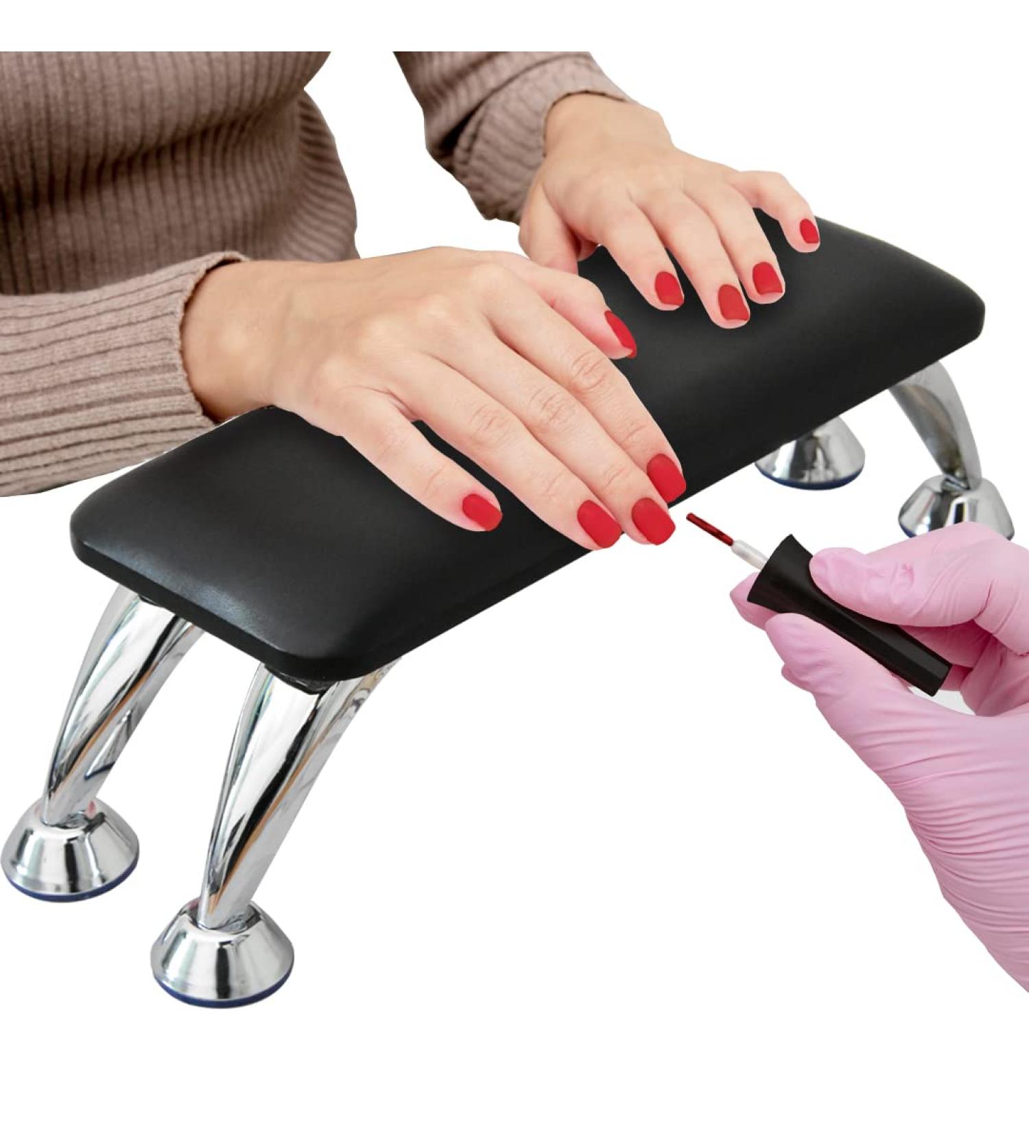 Nail Arm Rest for Acrylic Nails - Professional Hand Rest with Pillow Cushion - Manicure Pedicure Armrest Table for Nail Technicians (Black) - Buy Online on GoSupps.com